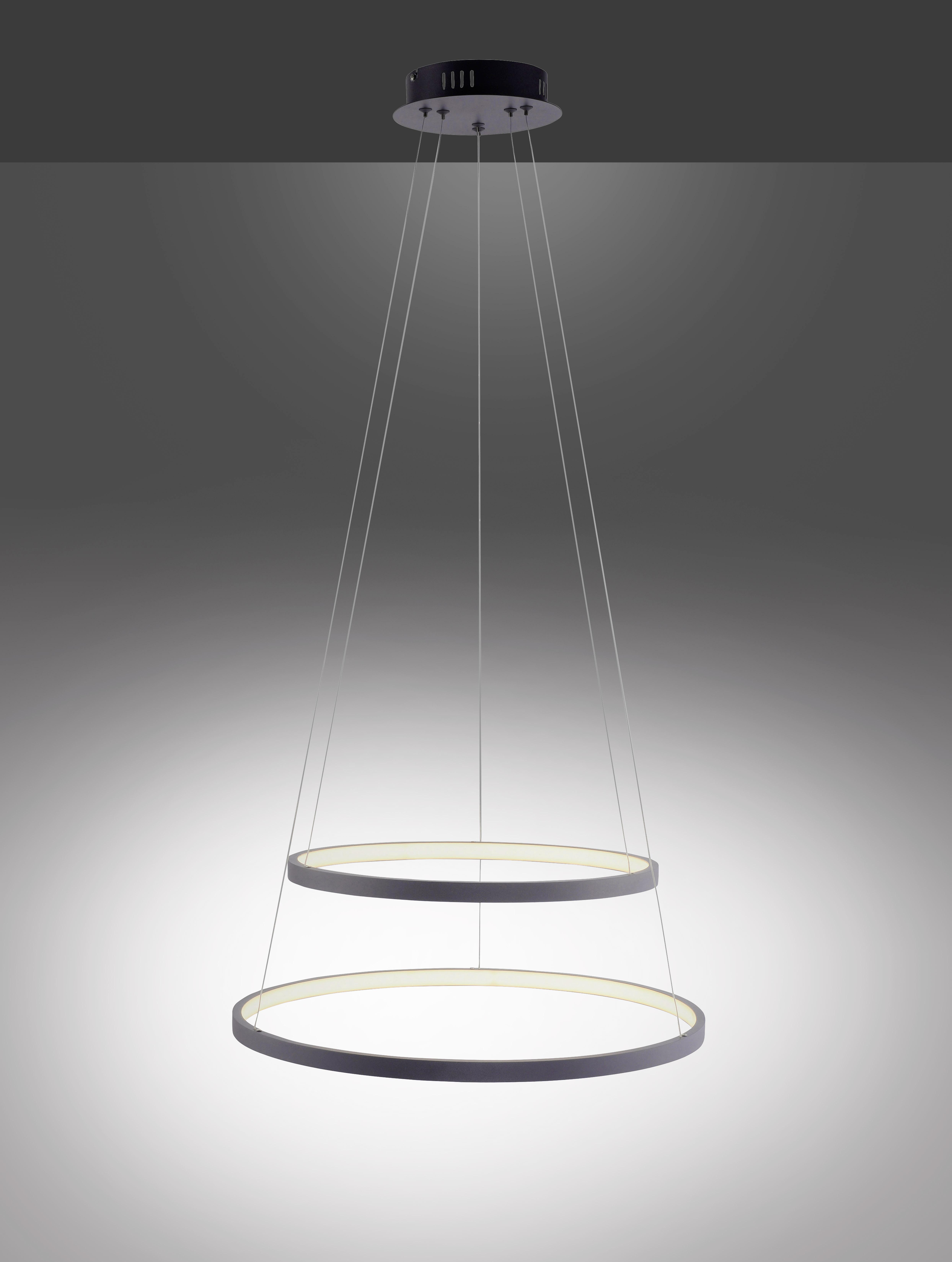 LED-Hängeleuchte Milan Anthrazit max. 46 Watt - Anthrazit, Design, Kunststoff/Metall (50/50/120cm)