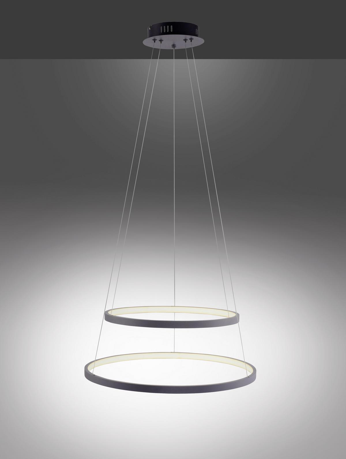 LED-Hängeleuchte Milan Anthrazit max. 46 Watt - Anthrazit, Design, Kunststoff/Metall (50/50/120cm)