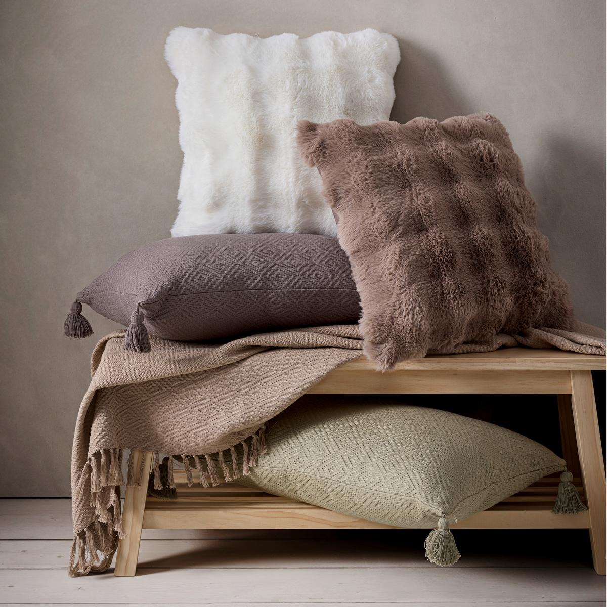 Krznena Blazina Bella, Rjavosiva, Ca. 45/45 Cm - rjavosiva, Moderno, tekstil (45/45cm) - Premium Living