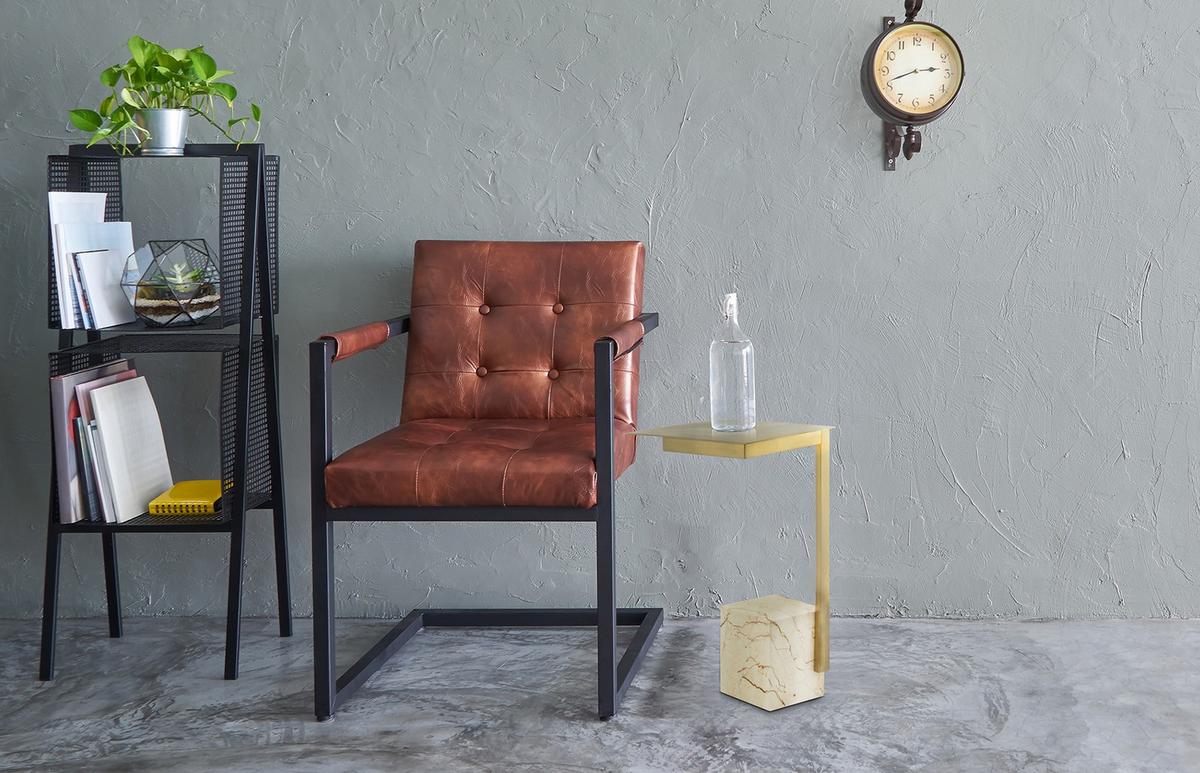 BEISTELLTISCH BEISTELLT OSCAR 200 WEIß - Weiss/Goldfarben, Design, Glas/Stein (30/56/30cm) - Kayoom