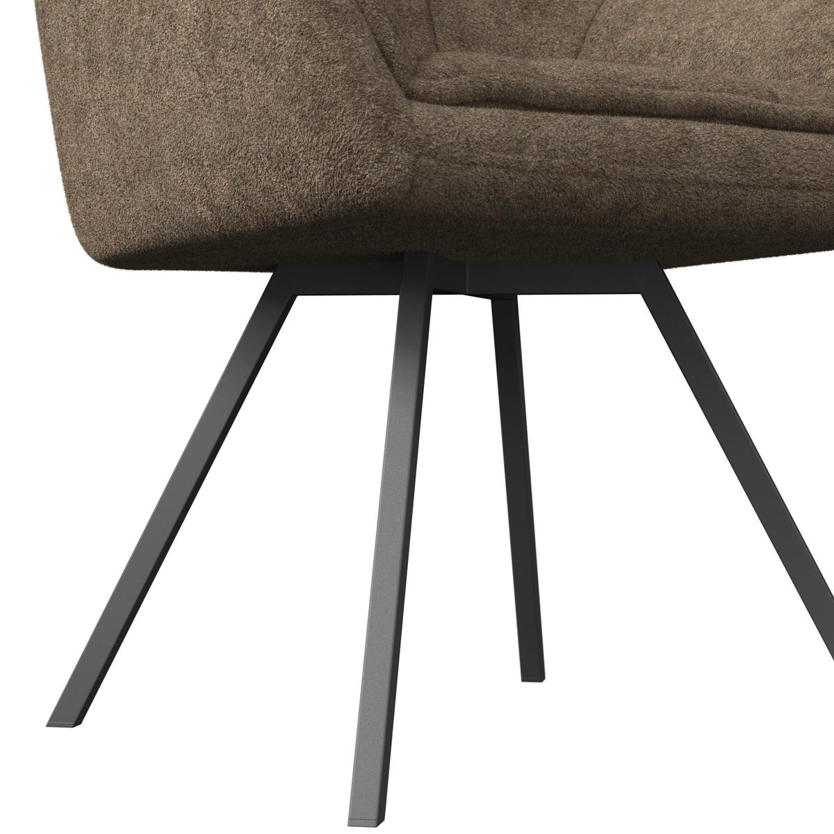 Armlehnstuhl Billy Braun Struktur Drehbar Gepolstert - Schwarz/Braun, MODERN, Holz/Textil (64/87/64cm) - Bessagi Home