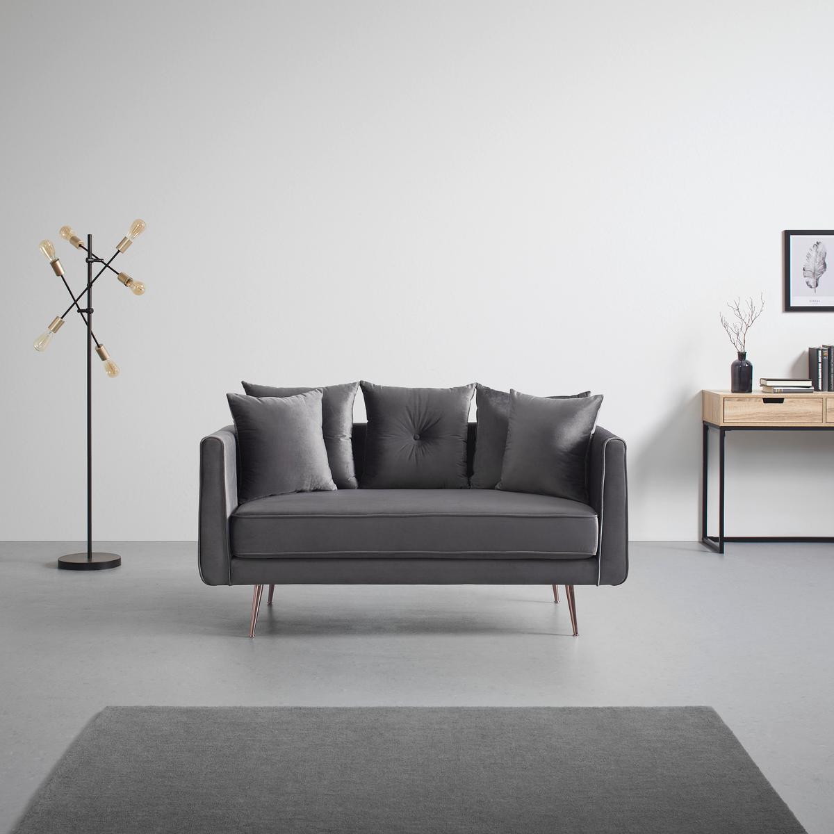 Kétüléses Kanapé Luis - szürke, Modern, textil/fa (155/87/87cm) - Bessagi Home