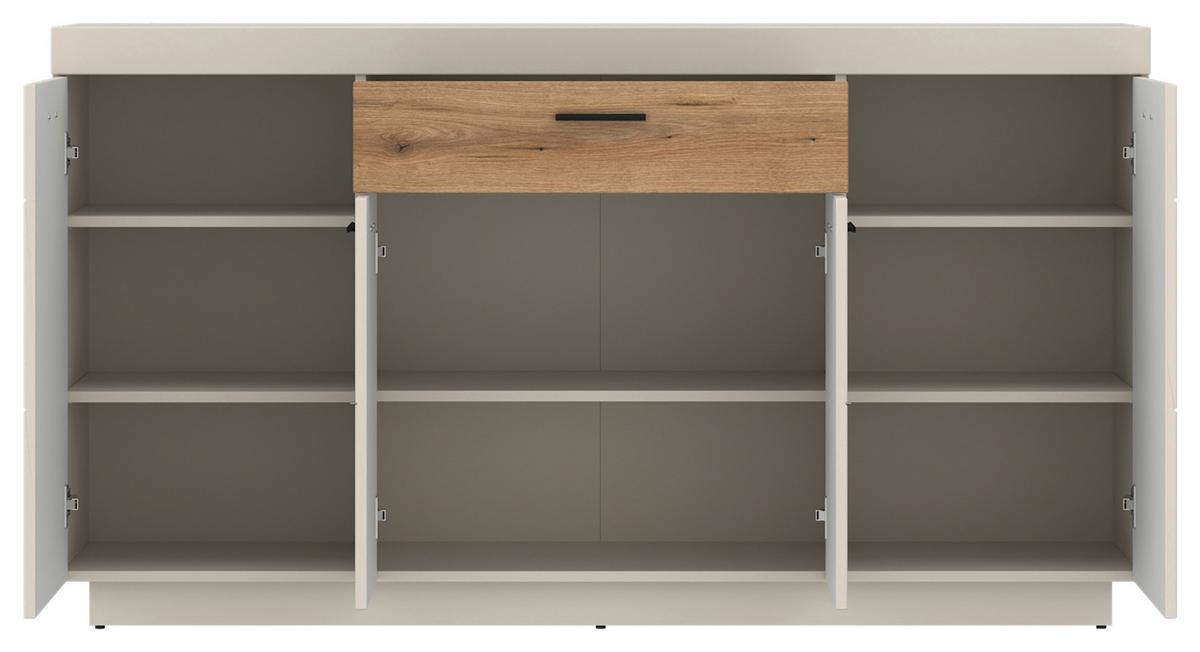 Comodă cu uși LIGHTNING - cașmir/culoare lemn stejar, Modern, material pe bază de lemn (160/88,4/41,6cm) - Modern Living