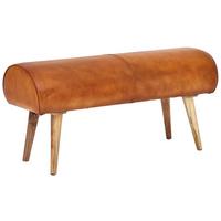 Klop Brez Naslona Sitzbank - naravne barve/rjava, Moderno, les/usnje (100/53/40cm) - MID.YOU