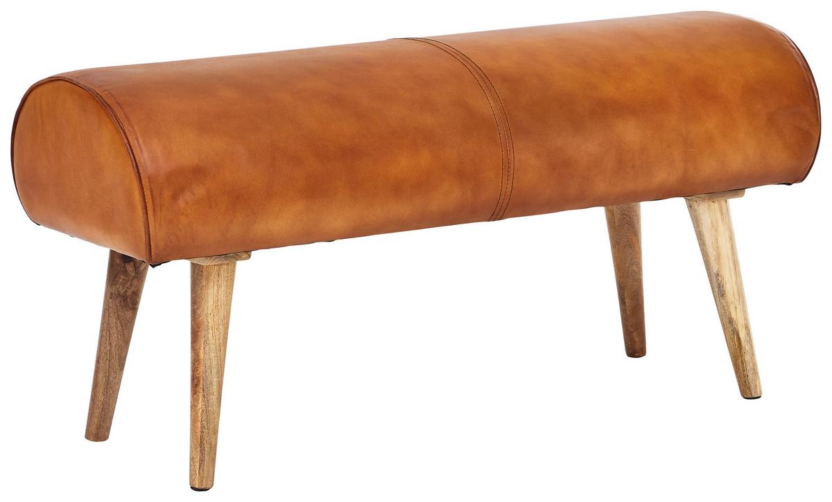 Klop Brez Naslona Sitzbank - naravne barve/rjava, Moderno, les/usnje (100/53/40cm) - MID.YOU