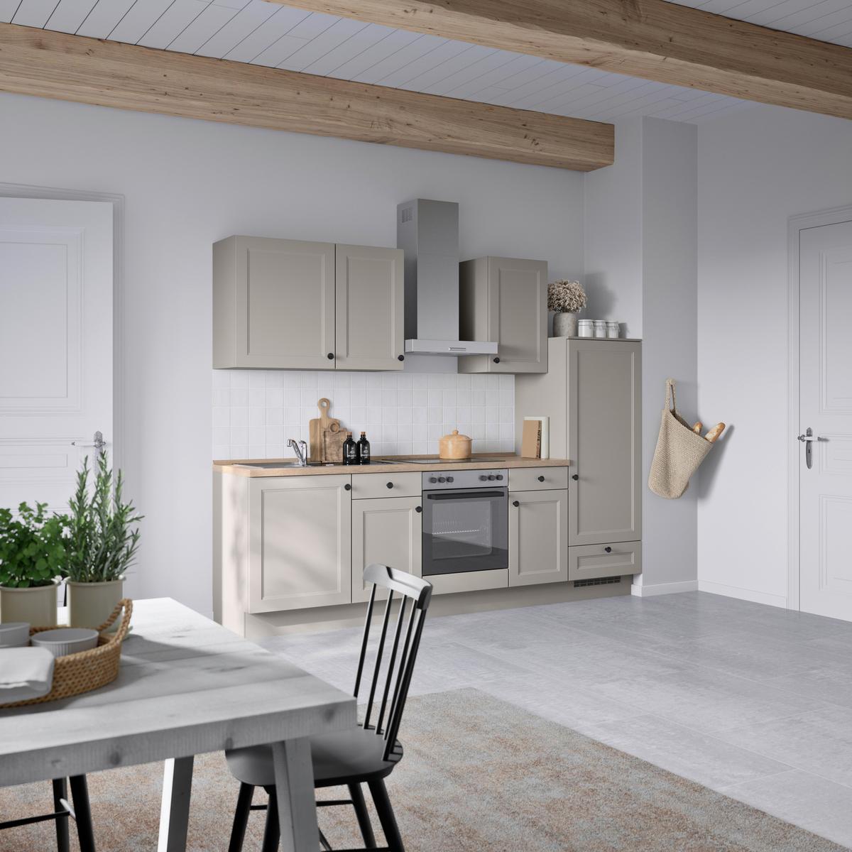 Küchenblock Cascada Low m. Geräten Grau - Eiche dunkel/Schwarz, MODERN, Holzwerkstoff/Metall (270cm) - Nobilia