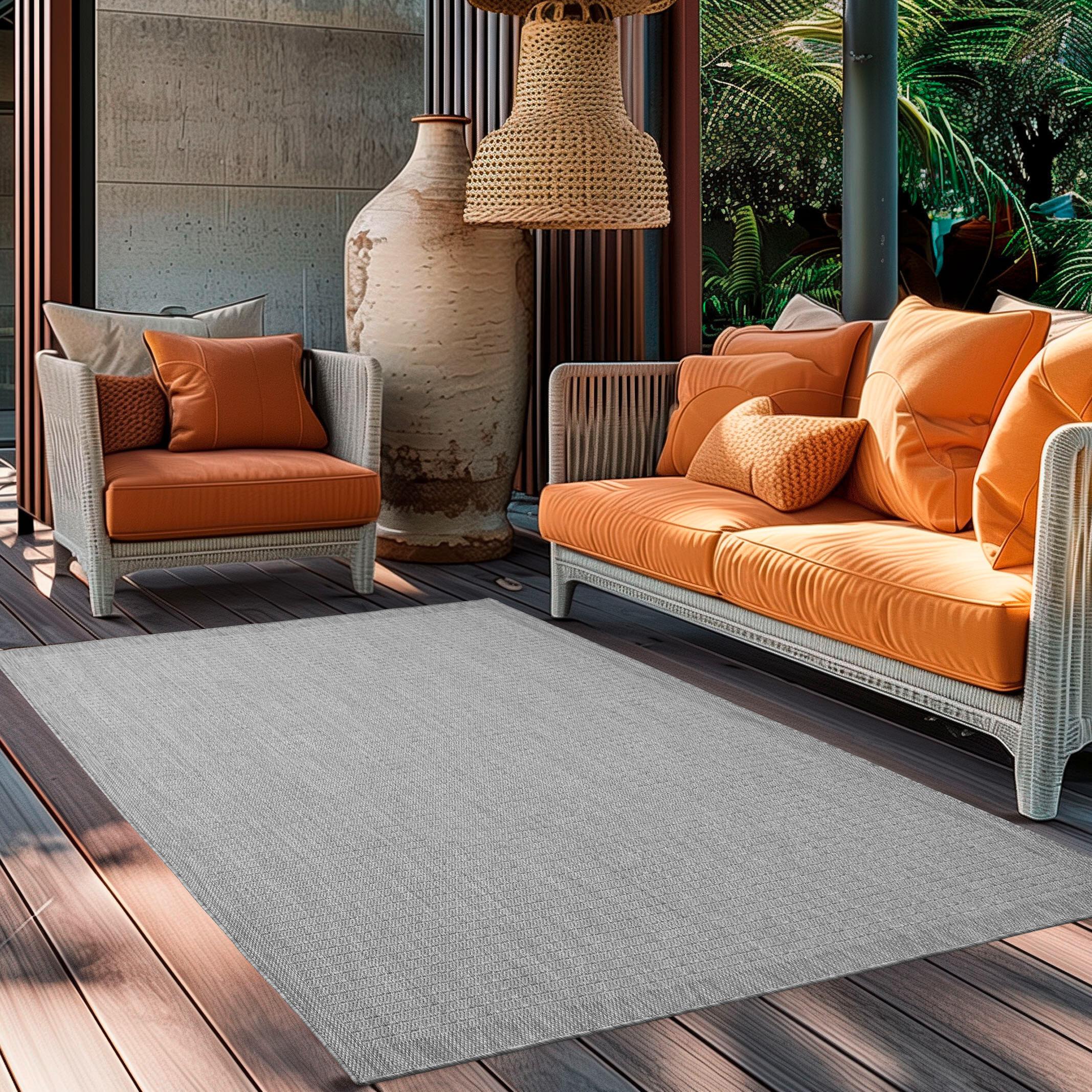 Outdoorteppich Giza Grau ca. 80x150m - Grau, Basics, Textil (80/150cm) - Novel