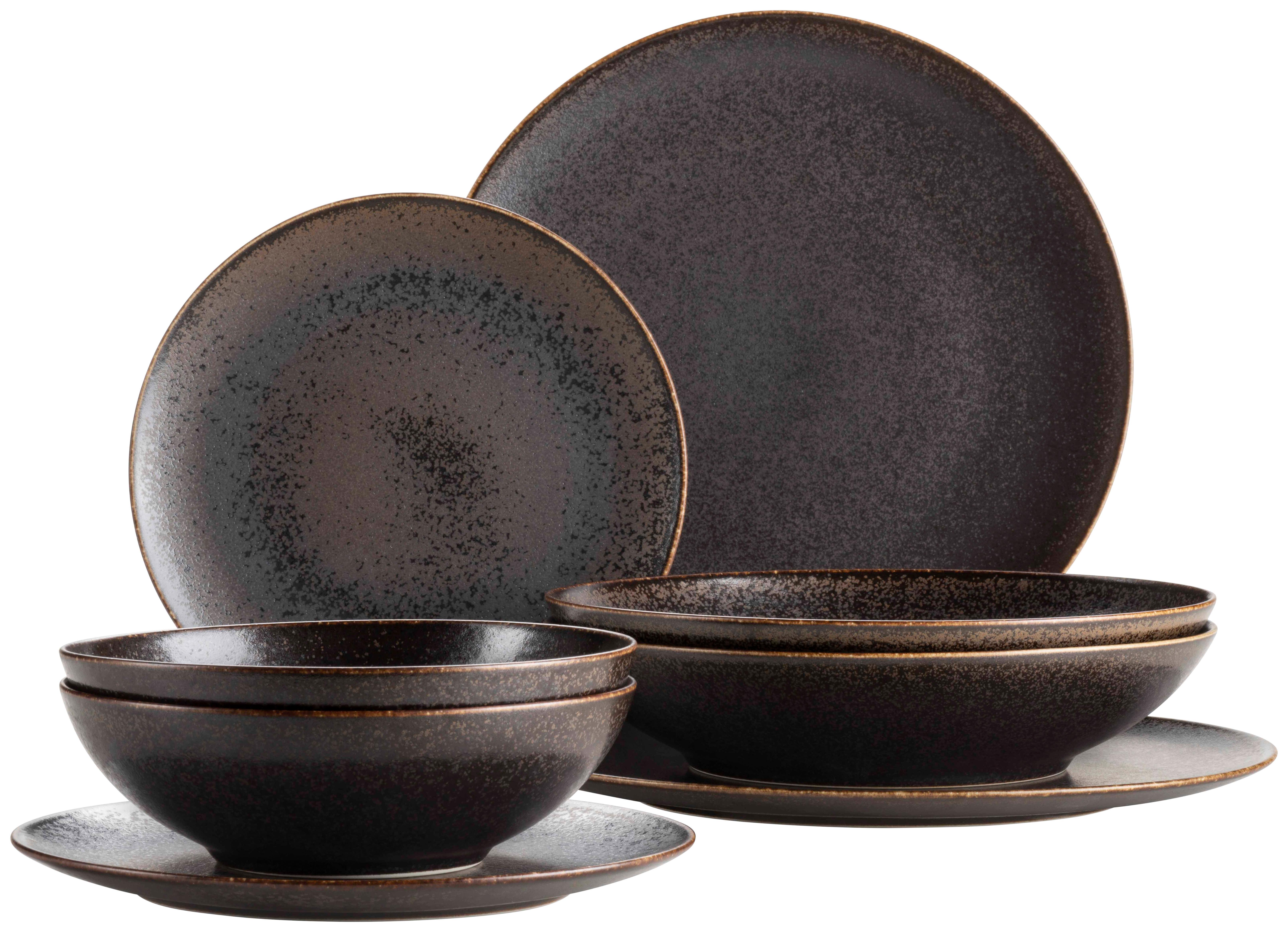 KOMBISERVICE POWERFUL - Schwarz/Braun, Trend, Keramik - Mäser