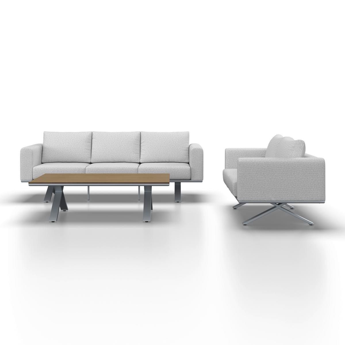 LOUNGEGARNITUR SOFIA - Hellgrau/Naturfarben, Modern, Kunststoff/Textil (221/67/80cm) - Bessagi Garden