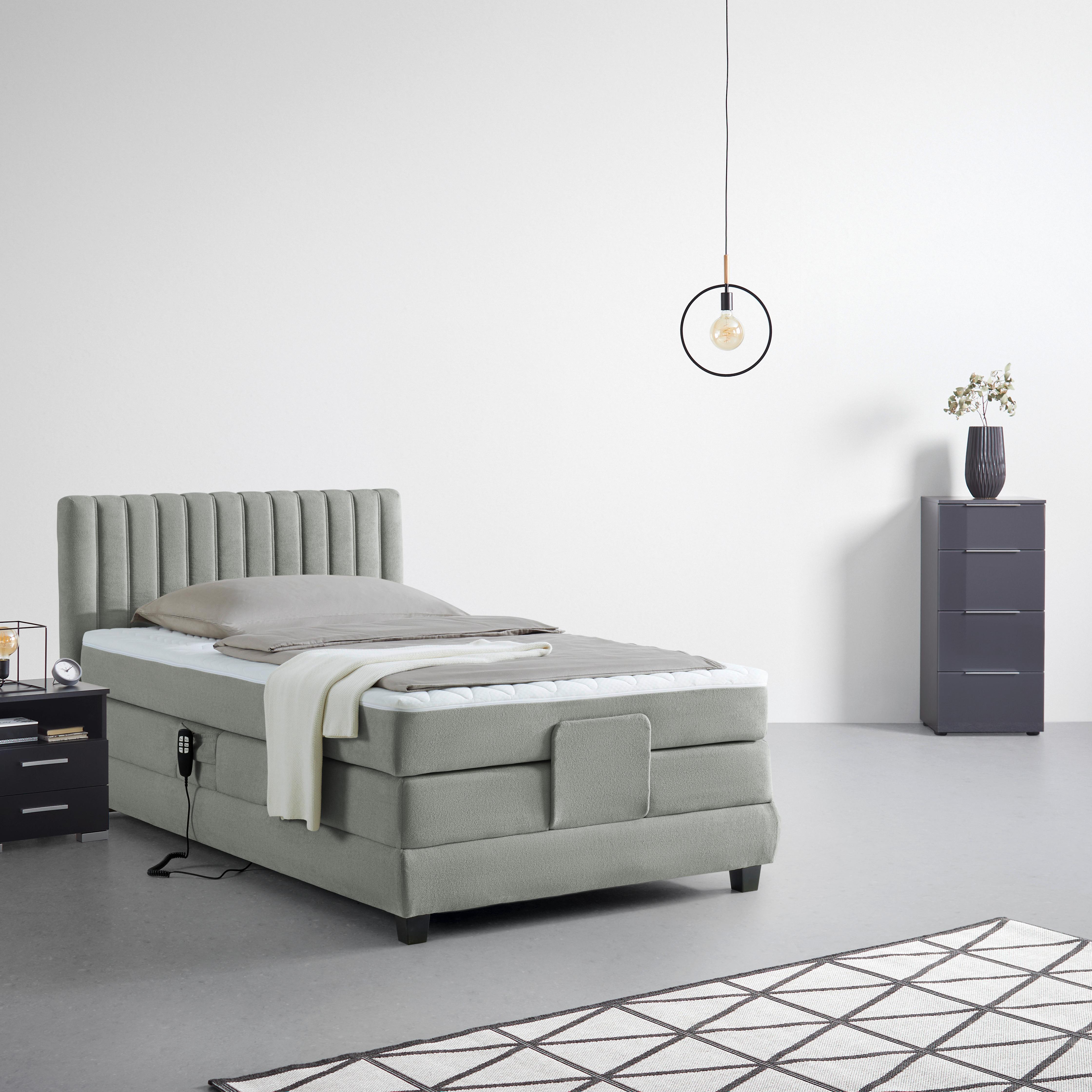 Boxspringbett Dixon Grau ca. 100x200cm - Schwarz/Grau, Konventionell, Holz/Holzwerkstoff (100/200cm) - Premium Living