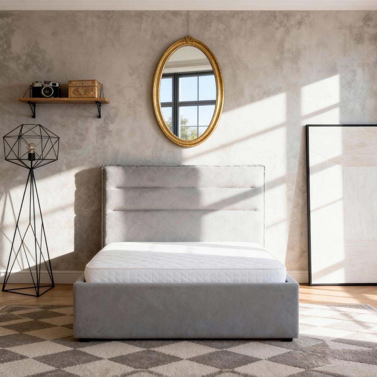 Polsterbett Sienna Hellgrau ca. 90x200cm - Hellgrau/Schwarz, LIFESTYLE, Holz/Kunststoff (90/200cm) - Based