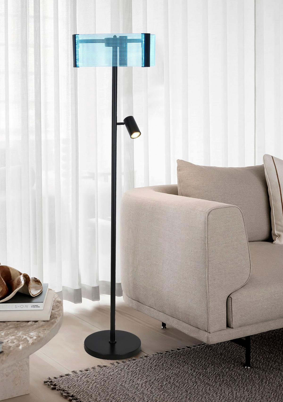 LAMPA STOJĄCA LED MARGE - czarny/biały, Modern, tworzywo sztuczne/metal (40/159cm) - Bessagi Home