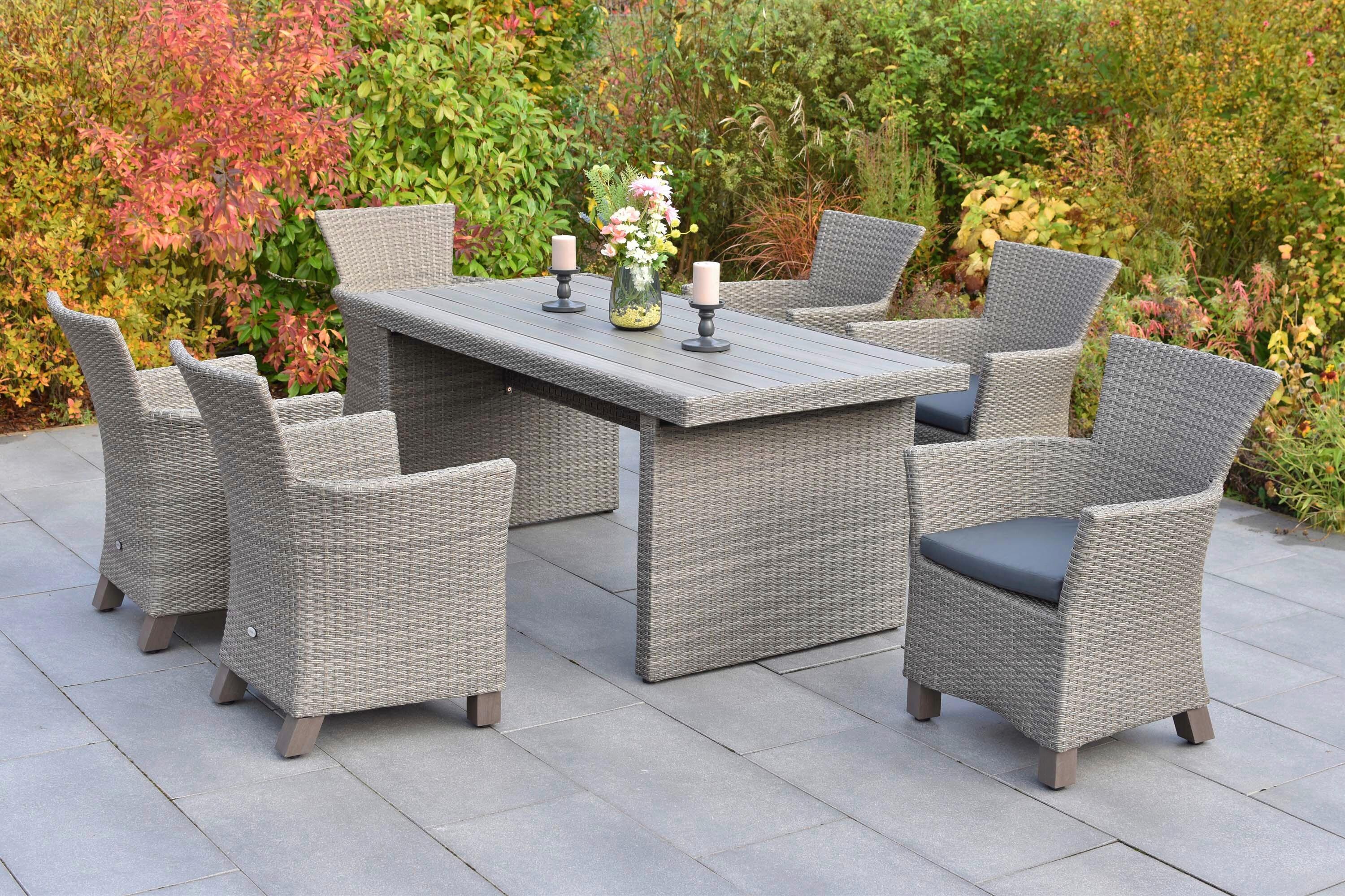 Gartentischgruppe Toskana 13-tlg. Grau - Grau, KONVENTIONELL, Holz/Kunststoff - Gardenson