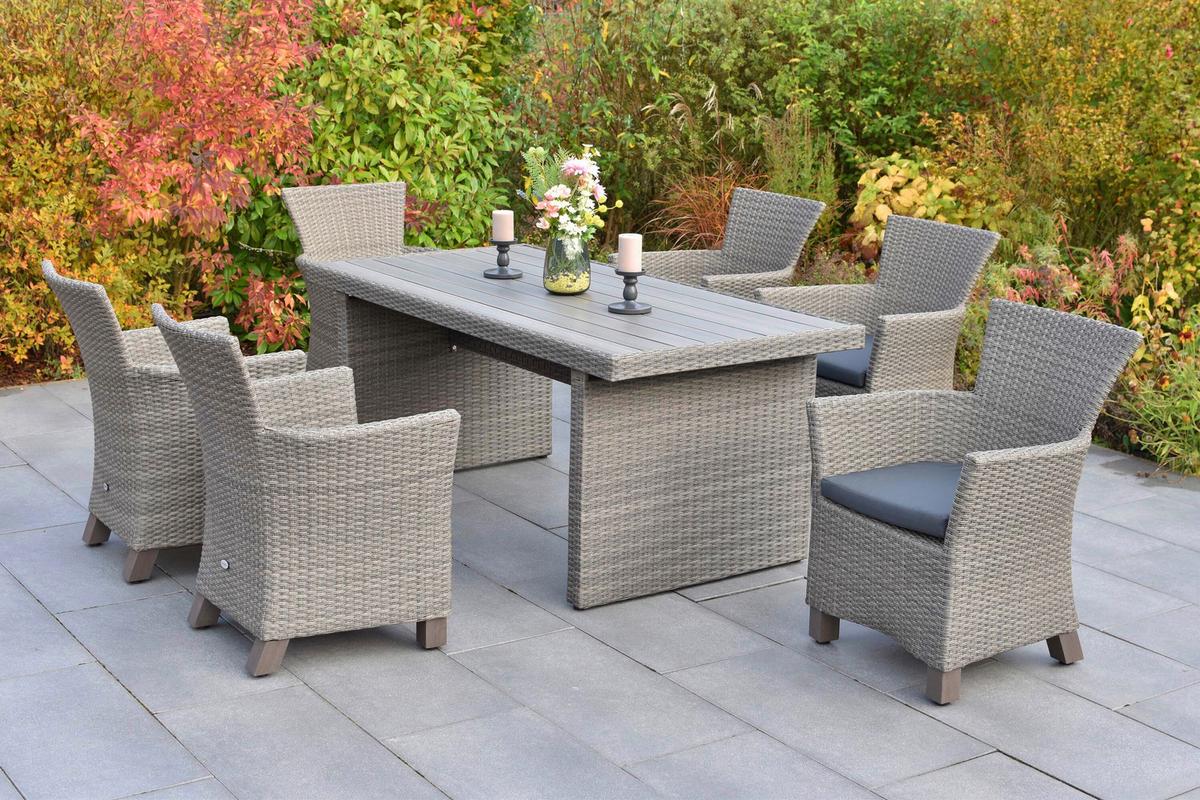 Gartentisch Toskana Grau - Grau, KONVENTIONELL, Kunststoff/Metall (185/90/75cm) - Gardenson