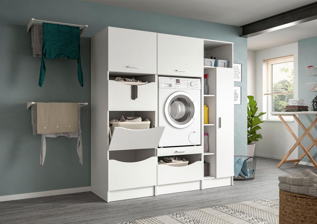 Omara Za Pralni Stroj Free, Bela - bela, Basics, leseni material (166/195/68cm) - MID.YOU