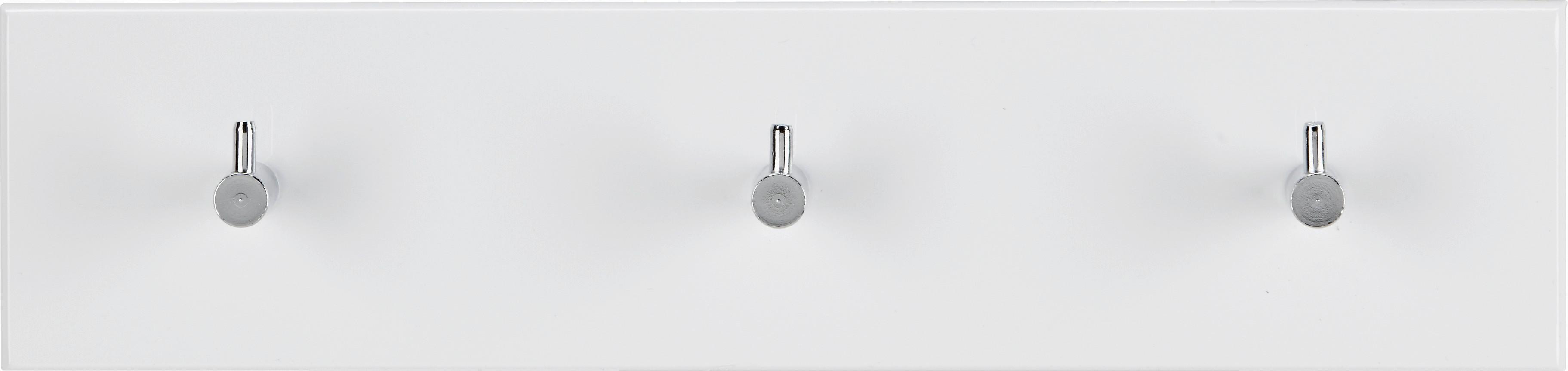 Wandgarderobe Weiss Hochglanz - Chromfarben/Weiss, Konventionell, Holzwerkstoff/Metall (34/8/5cm) - Mömax