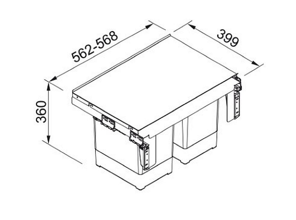 Einbauabfallsammler Sorter Garbo Anthrazit - Anthrazit/Grau, Kunststoff (56,2/36/39,9cm) - Franke