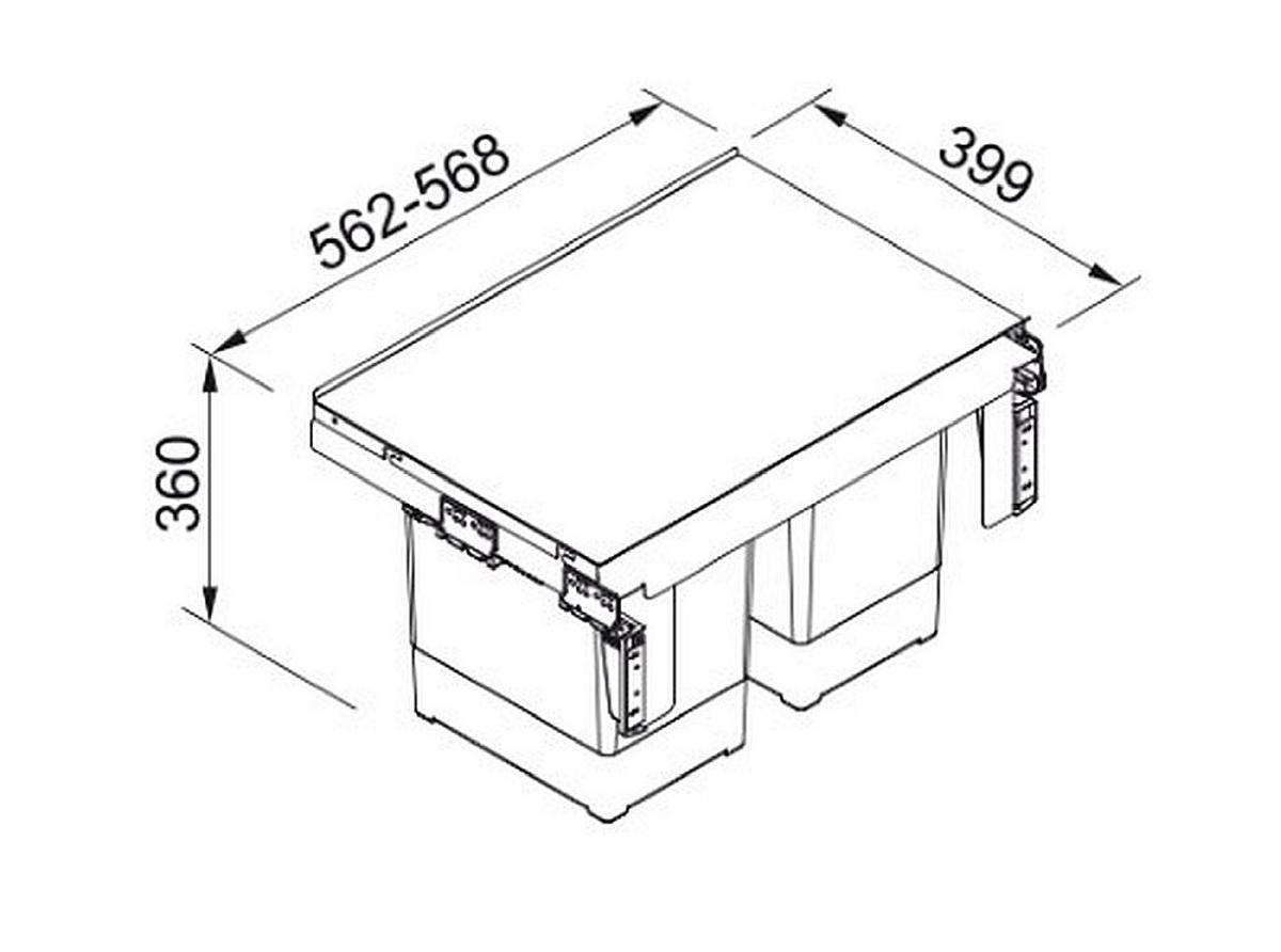 Einbauabfallsammler Sorter Garbo Anthrazit - Anthrazit/Grau, Kunststoff (56,2/36/39,9cm) - Franke