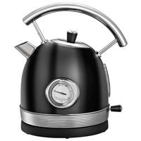 Wasserkocher Retro aus Edelstahl in Schwarz - Edelstahlfarben/Schwarz, KONVENTIONELL, Metall (24,1/26,7cm) - Insido