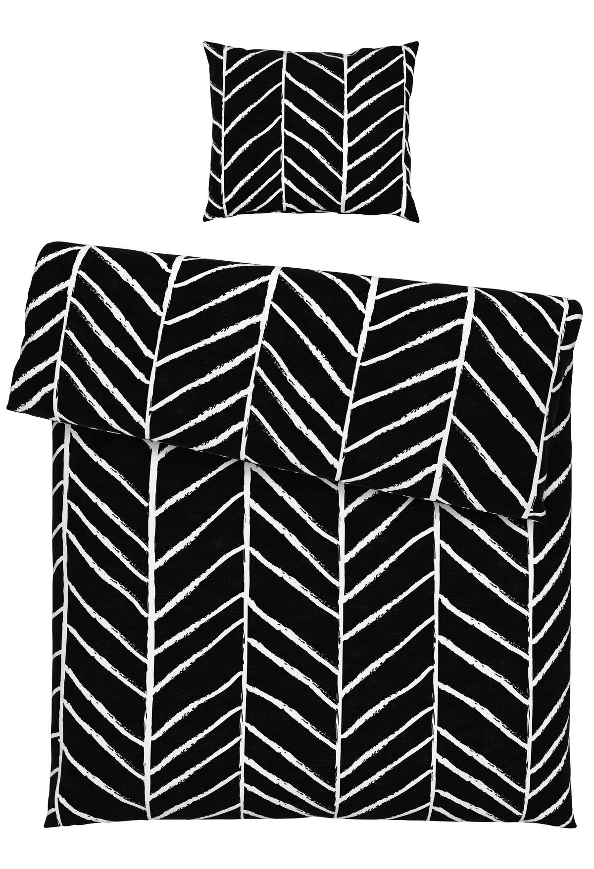 BETTWÄSCHESET MARBLE - Schwarz, Konventionell, Textil (160/210cm) - Modern Living