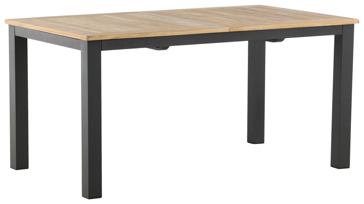 Gartentisch Panama ca. 210x90 cm Schwarz/Teakholz - Schwarz/Teakfarben, KONVENTIONELL, Holz/Metall (210/90/75cm) - Gardenson