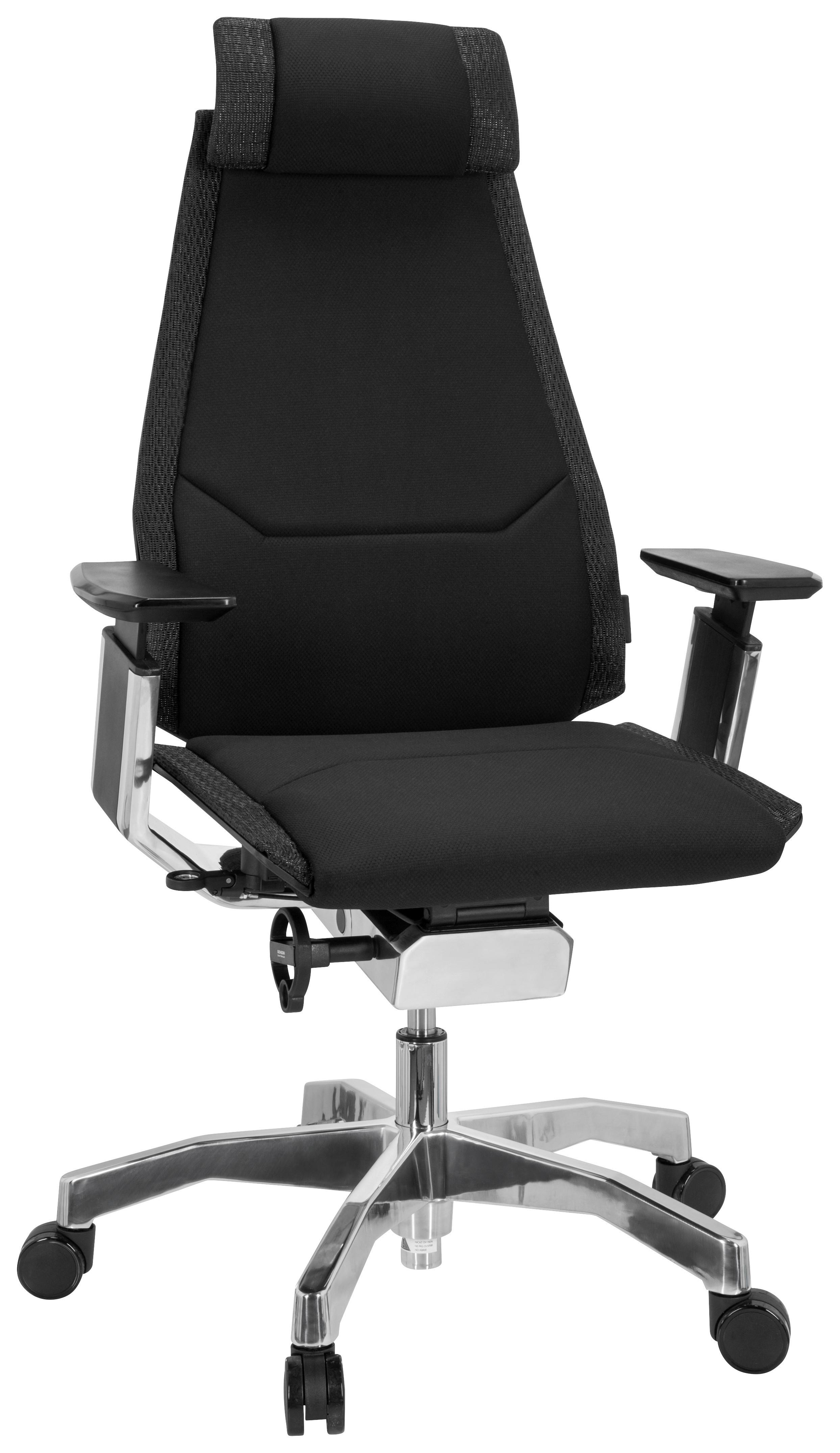 Drehstuhl Genidia Pro Schwarz ca. 57x119x46cm - Silberfarben/Schwarz, Basics, Kunststoff/Textil (57/119/46cm) - MID.YOU