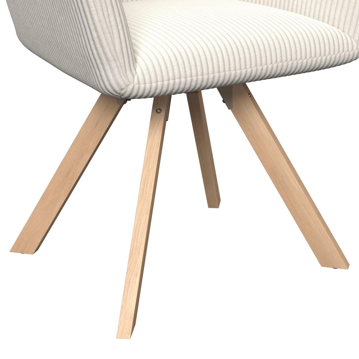 Armlehnstuhl Mairo Creme Cord Gepolstert - Buchefarben/Creme, MODERN, Holz/Textil (66cm) - Bessagi Home