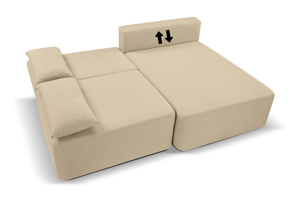 Ecksofa Amsterix Beige Schlaffunktion - Beige/Schwarz, Basics, Holz/Kunststoff (213/158cm) - MID.YOU