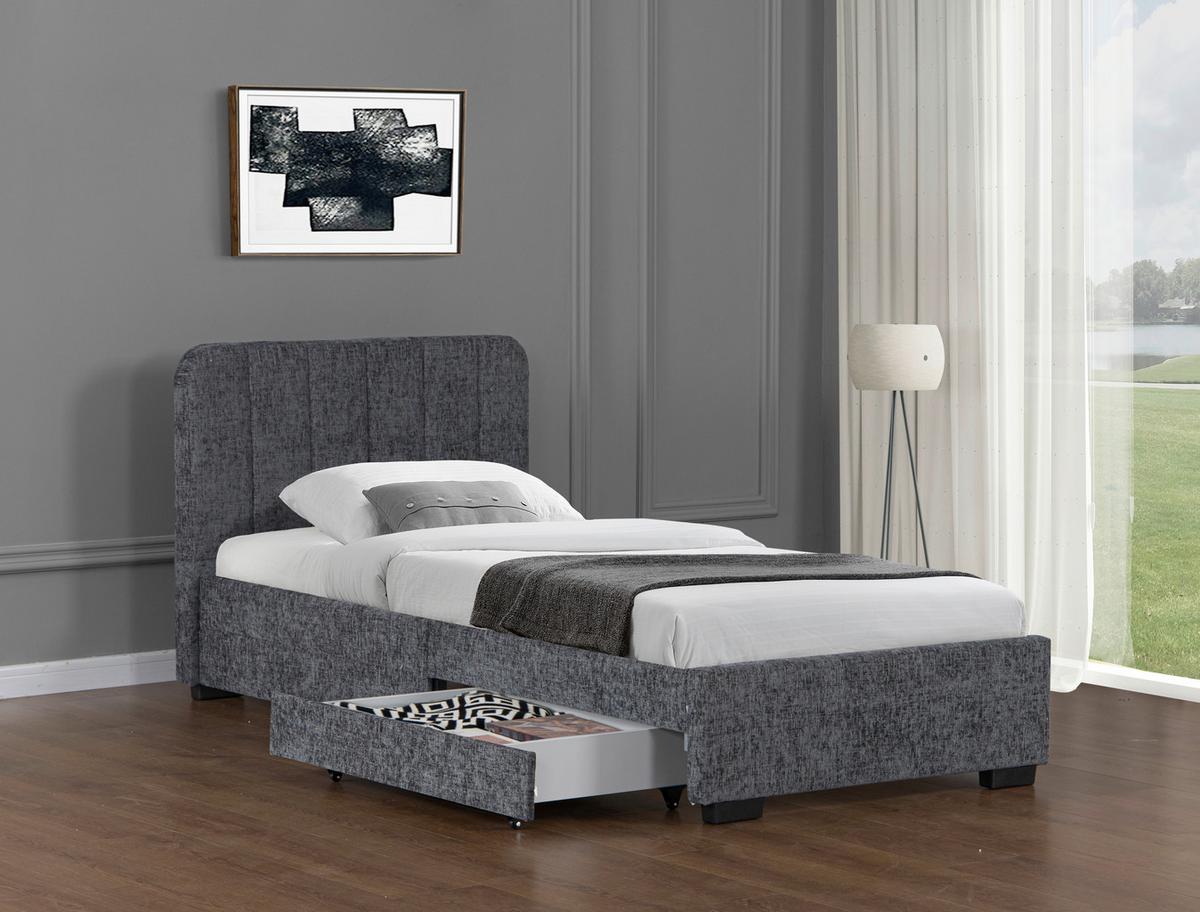Ágykeret Ágyráccsal Box Space Eco - szürke, Konventionell, faalapú anyag/textil (90/200cm)