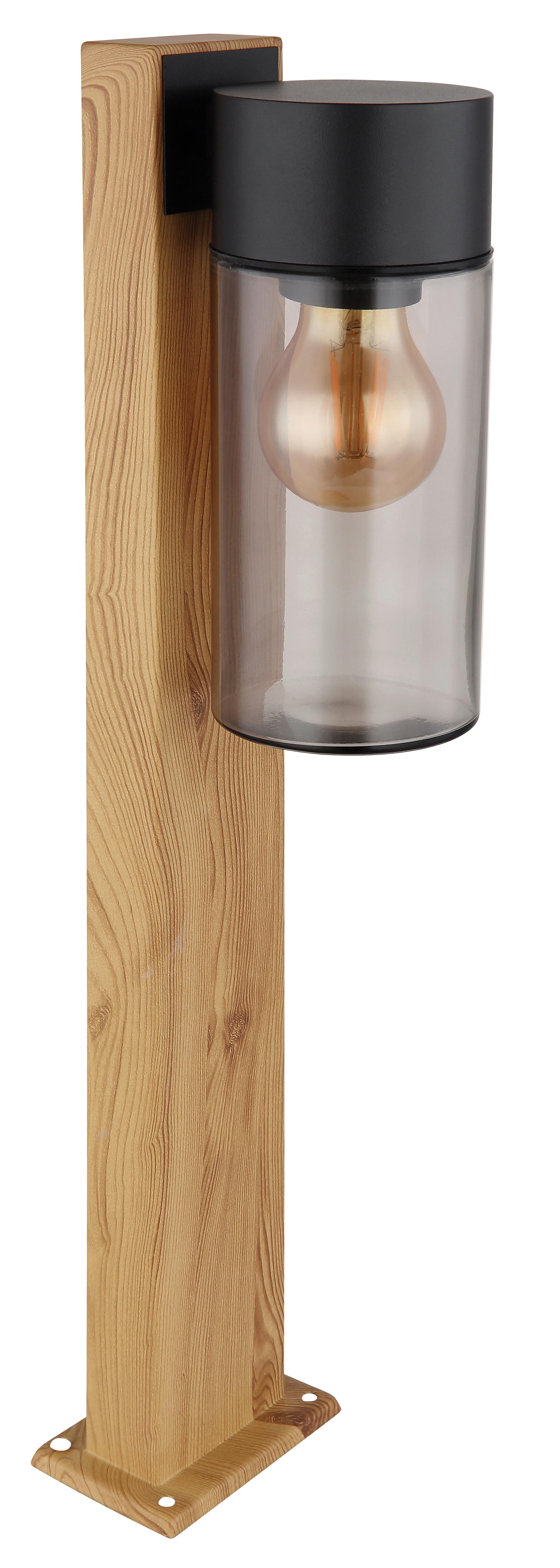 Außenleuchte Etsi Schwarz matt max. 40 Watt - Schwarz, Natur, Glas/Metall (9/14,5/50cm) - Globo