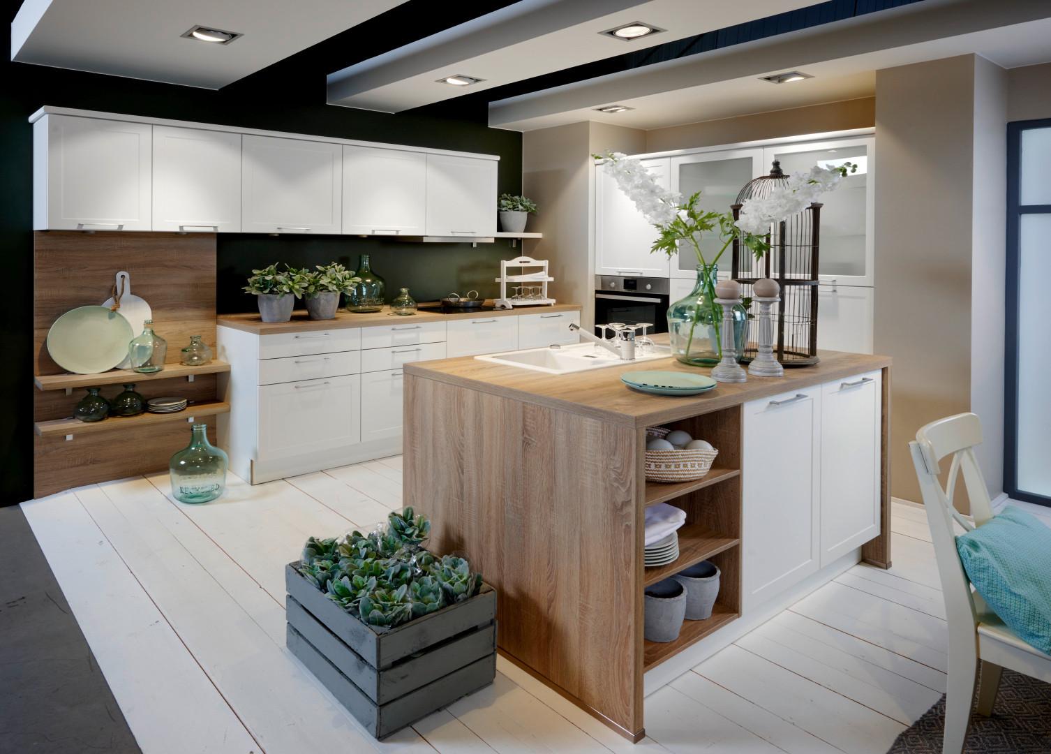Kuhinja Home - bijela/boje hrasta, Romantik / Landhaus, drvni materijal - Express