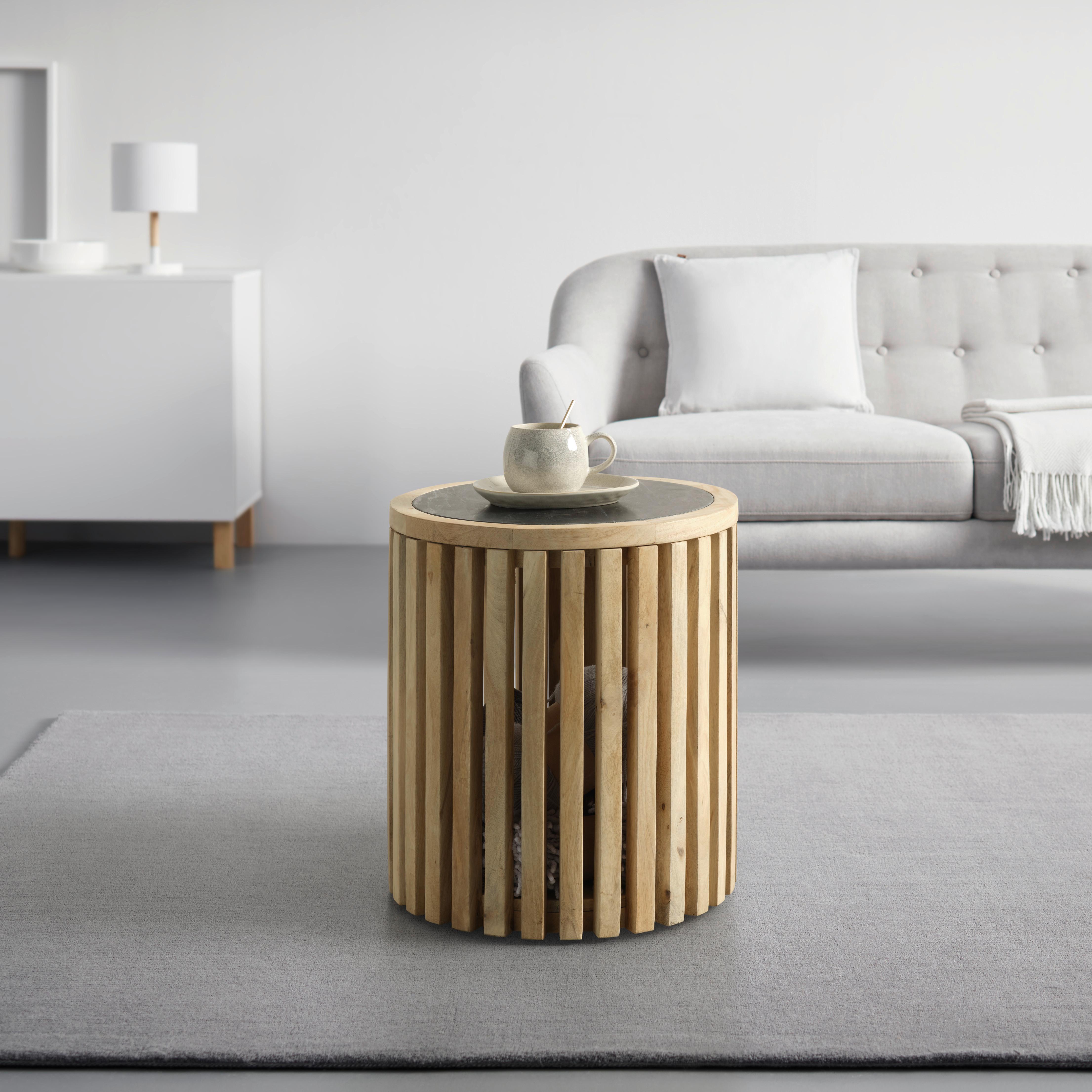 Măsuță de cafea SWAY -TREND- - culoare natur/negru, Modern, lemn/metal (45/50/45cm) - Premium Living