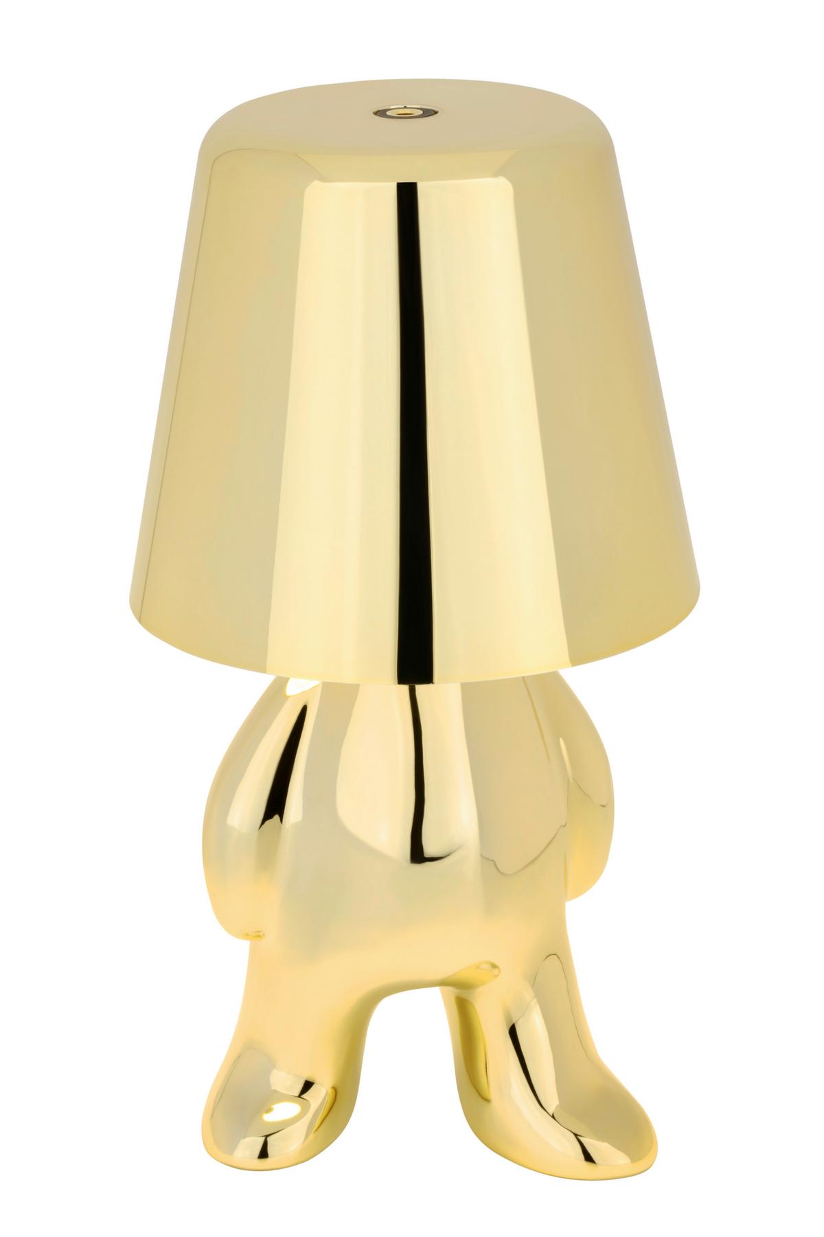 LAMPA STOŁOWA Z AKUMULATOREM BROOKLYN - kolor złoty, Trend, tworzywo sztuczne/metal (9/17cm) - Novel