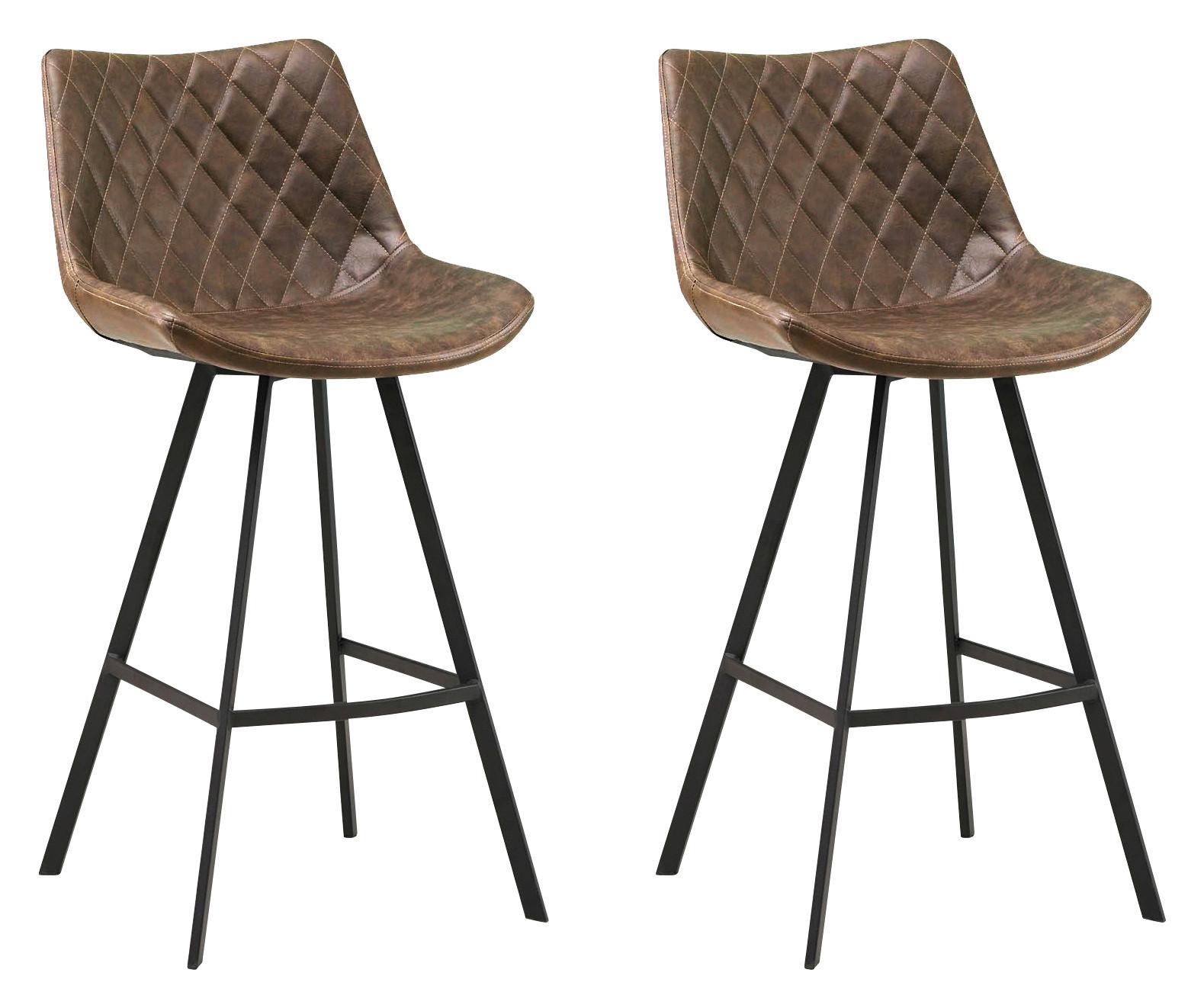 Barhocker-Set Bowie 2er-Set ca. 58x102 cm Taupe - Taupe/Schwarz, KONVENTIONELL, Textil/Metall (50/102/55cm) - MID.YOU