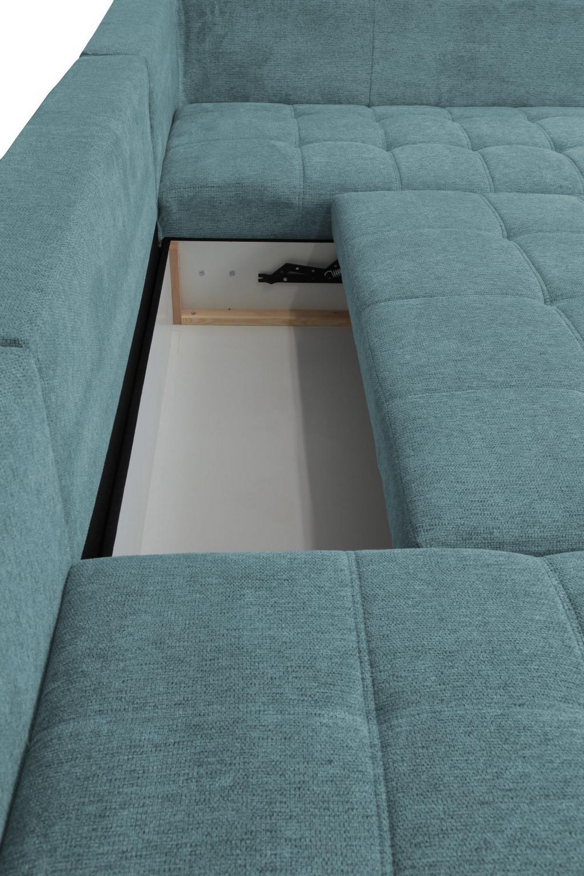 Kutna Garnitura Senso - tirkizna/boje kroma, Moderno, tekstil/drvo (183/346/197cm) - Modern Living