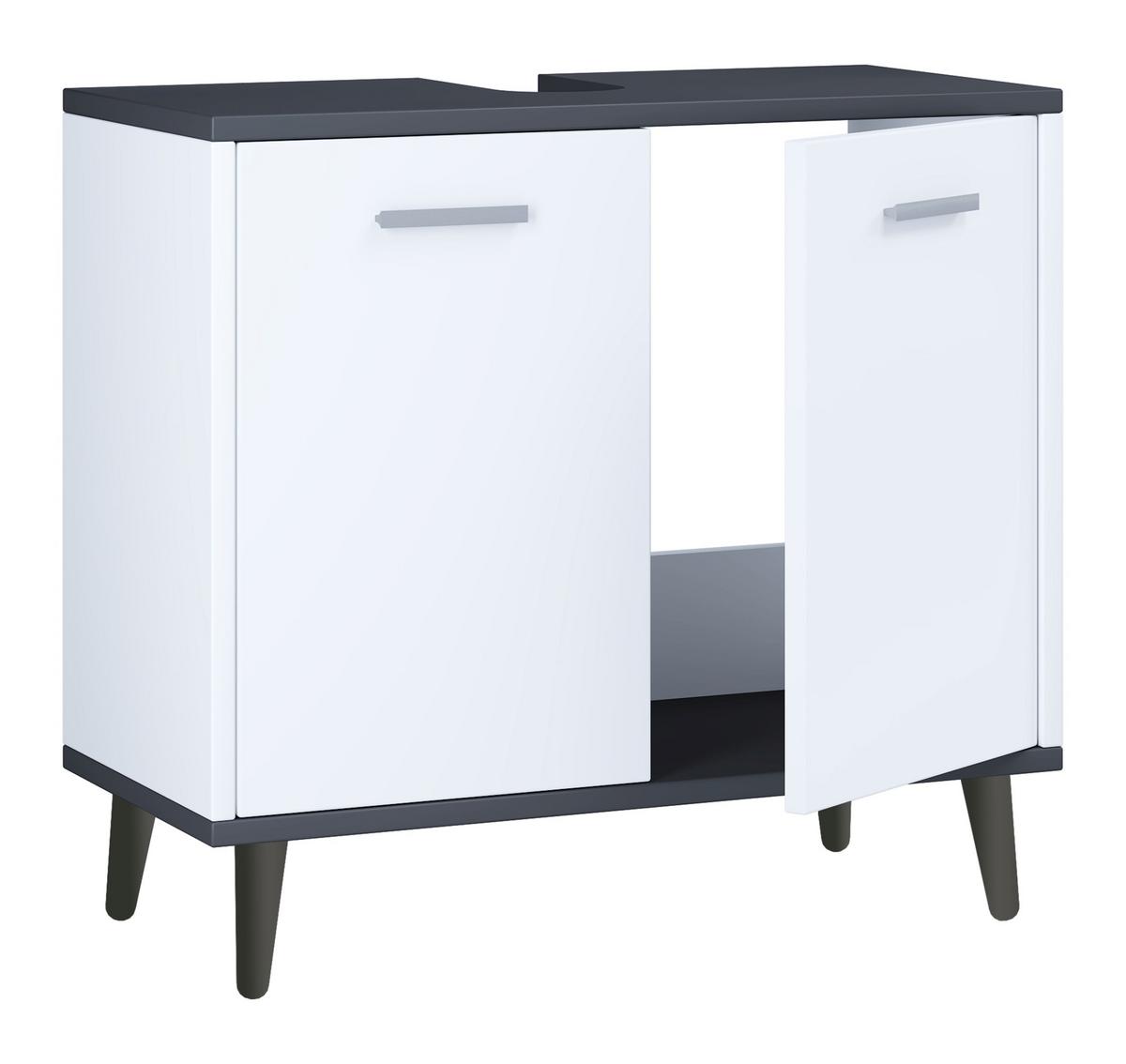 Waschbeckenunterschrank Landods Anthr./Weiß ca. 60 cm - Anthrazit/Weiß, MODERN, Holzwerkstoff/Kunststoff (60/56/28cm) - MID.YOU