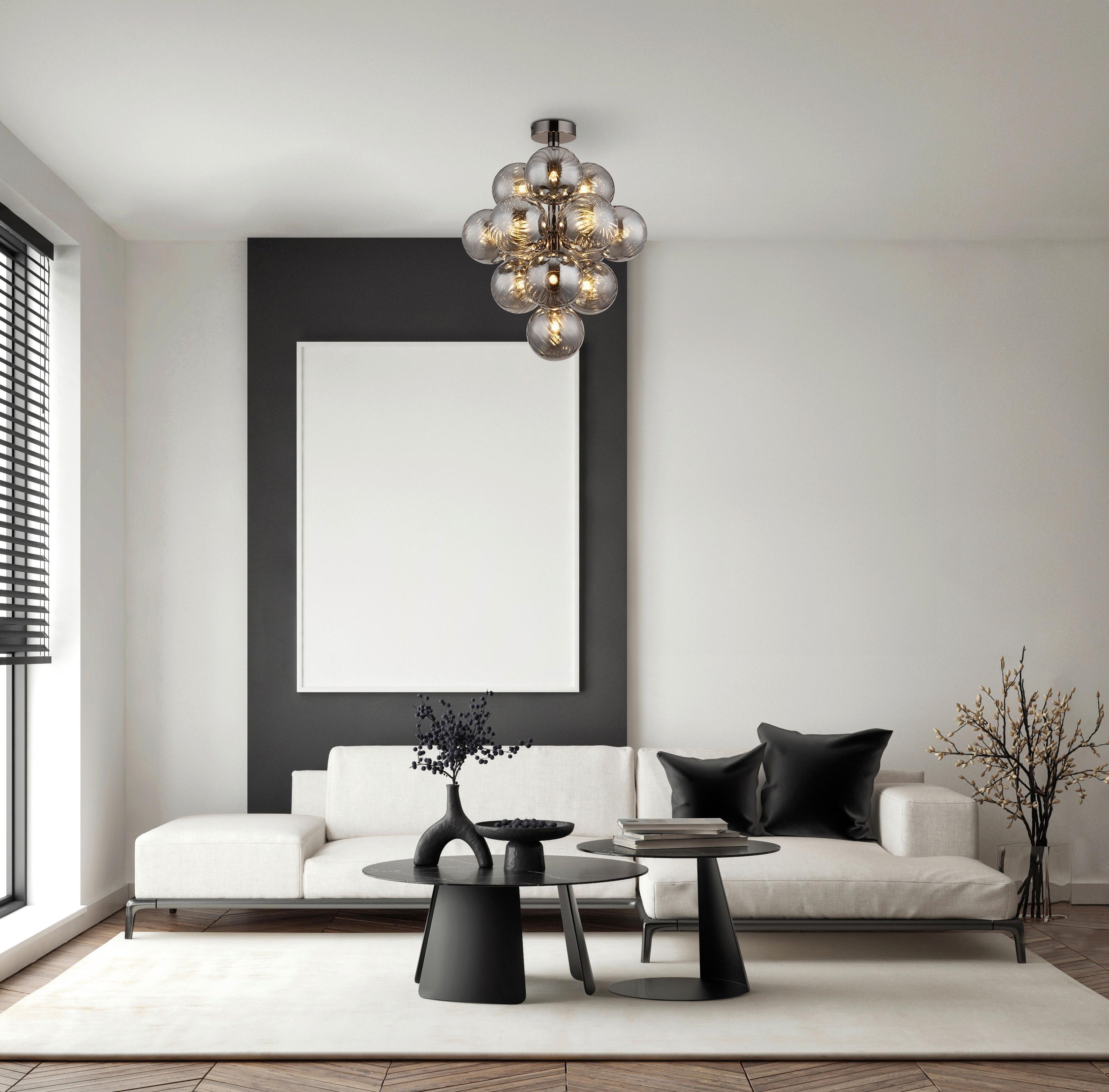 DECKENLEUCHTE 56146DG CONOR - Schwarzchrom/Grau, Design, Glas/Metall (39,5/50cm) - Globo