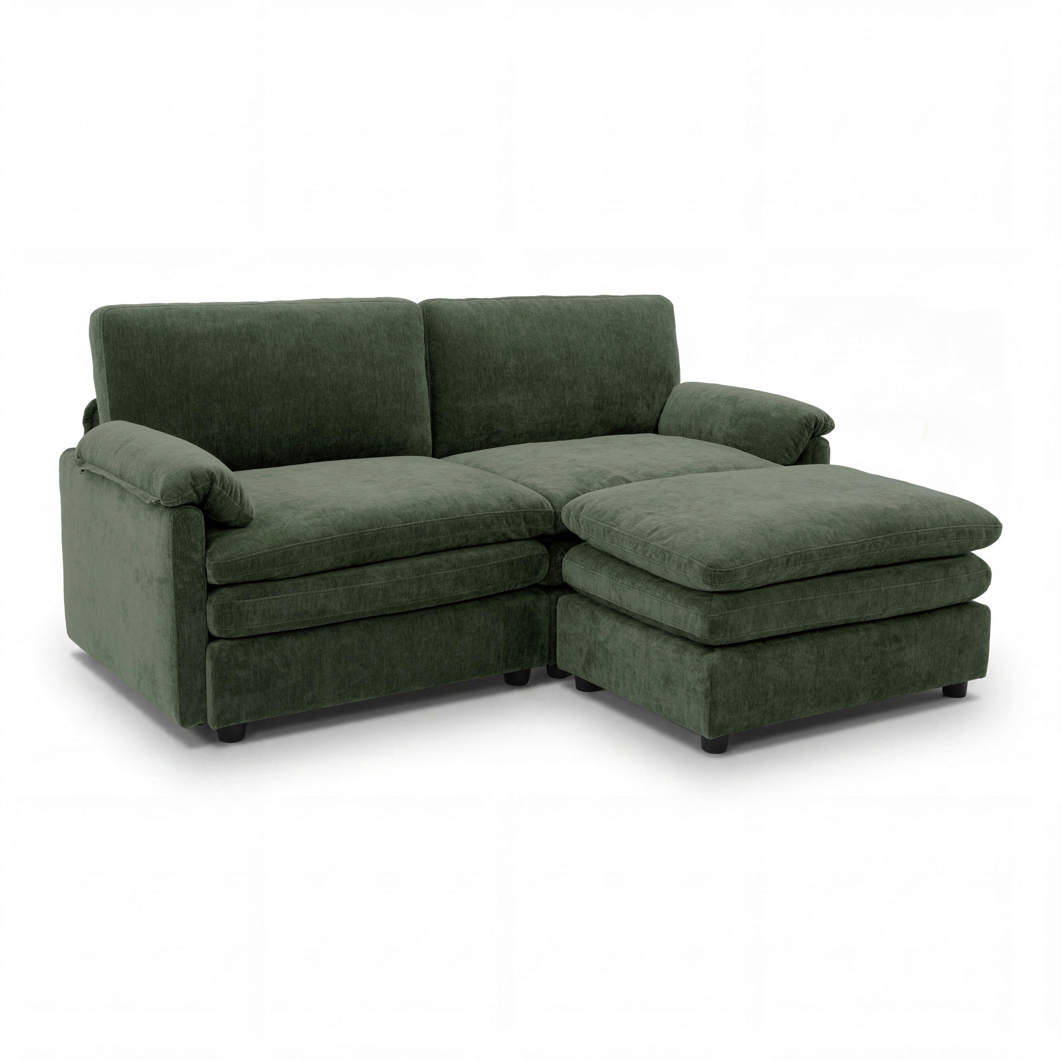 SOFFA ALESSIA - grön/svart, Modern, trä/textil (188/137cm) - Bessagi Home