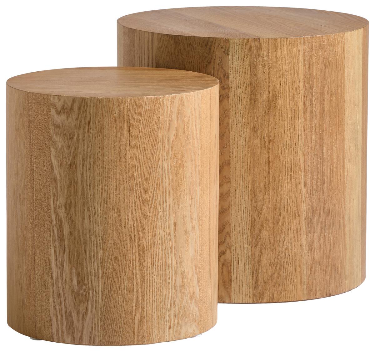 ZESTAW STOLIKÓW BOCZNYCH MIKE - kolor dębowy, Trend, materiał drewnopochodny (30-38/30-38/34-39cm) - Xora
