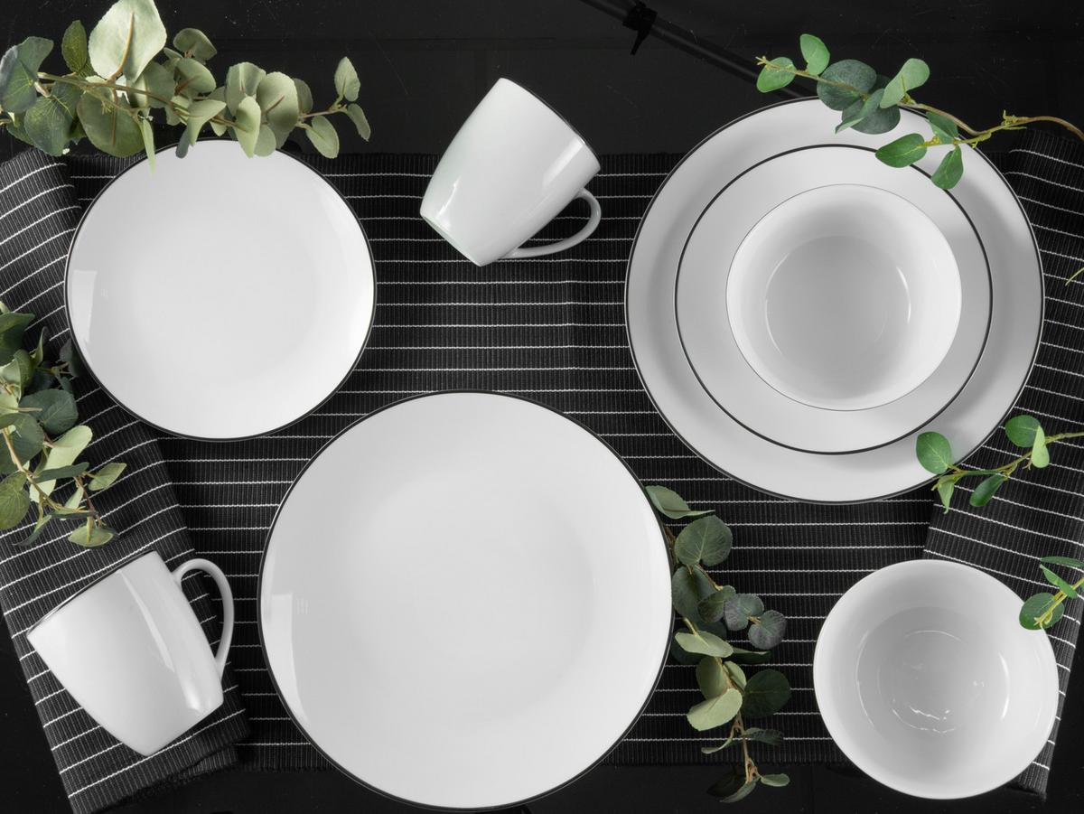Kombiservice Schwarz/ Weiß, 16-teilig - Schwarz/Weiß, Basics, Keramik (34,5/32/32,5cm) - Creatable