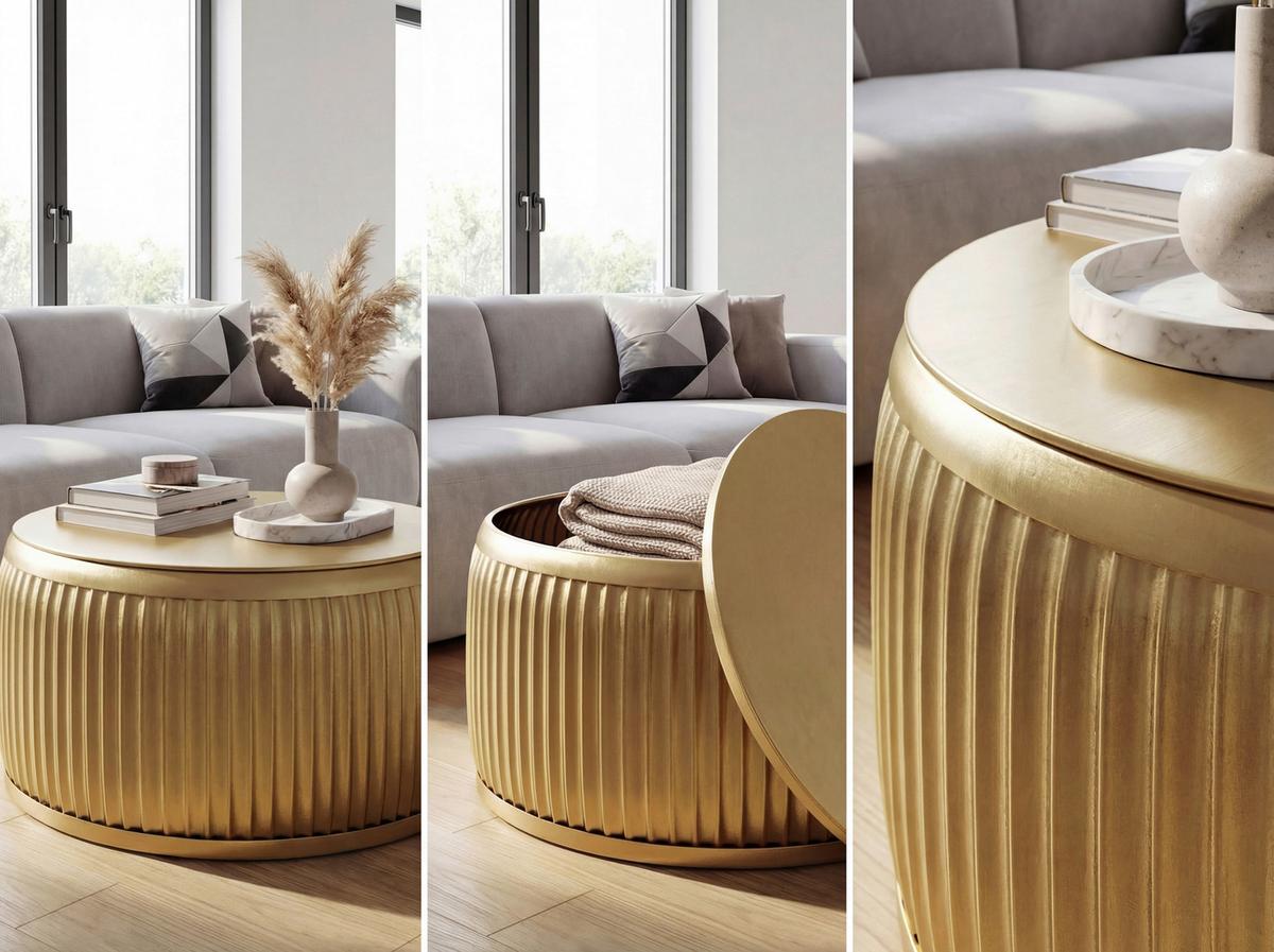 Couchtisch Wl7.483 - Goldfarben, Design, Metall (60/60/32cm) - Livetastic
