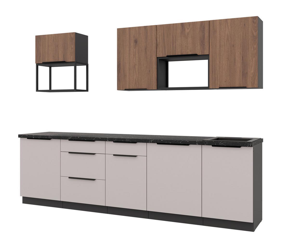 Blok Kuhinja Arona/monza - kašmir/boja orahovog drveta, Moderno, metal/pločasti materijal (280/210/60cm) - Modern Living