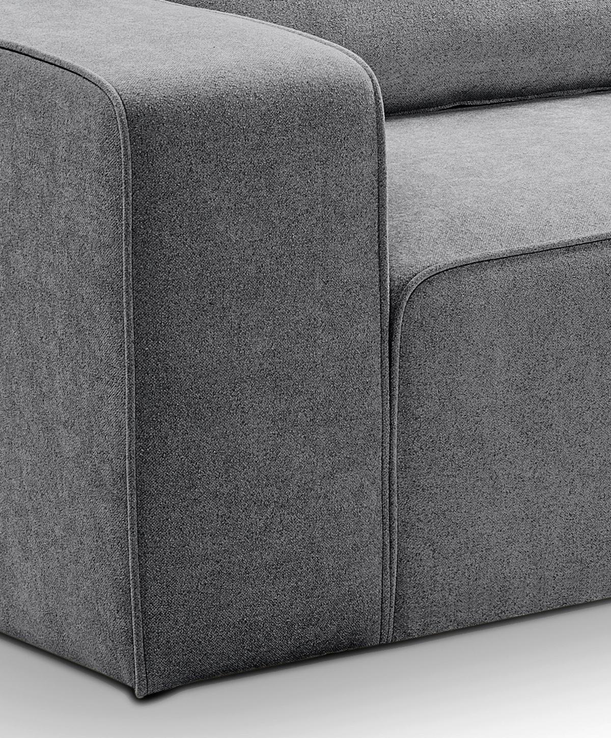 Ecksofa Lux Grau Webstoff - Schwarz/Grau, Basics, Holz/Kunststoff (305/281cm) - MID.YOU