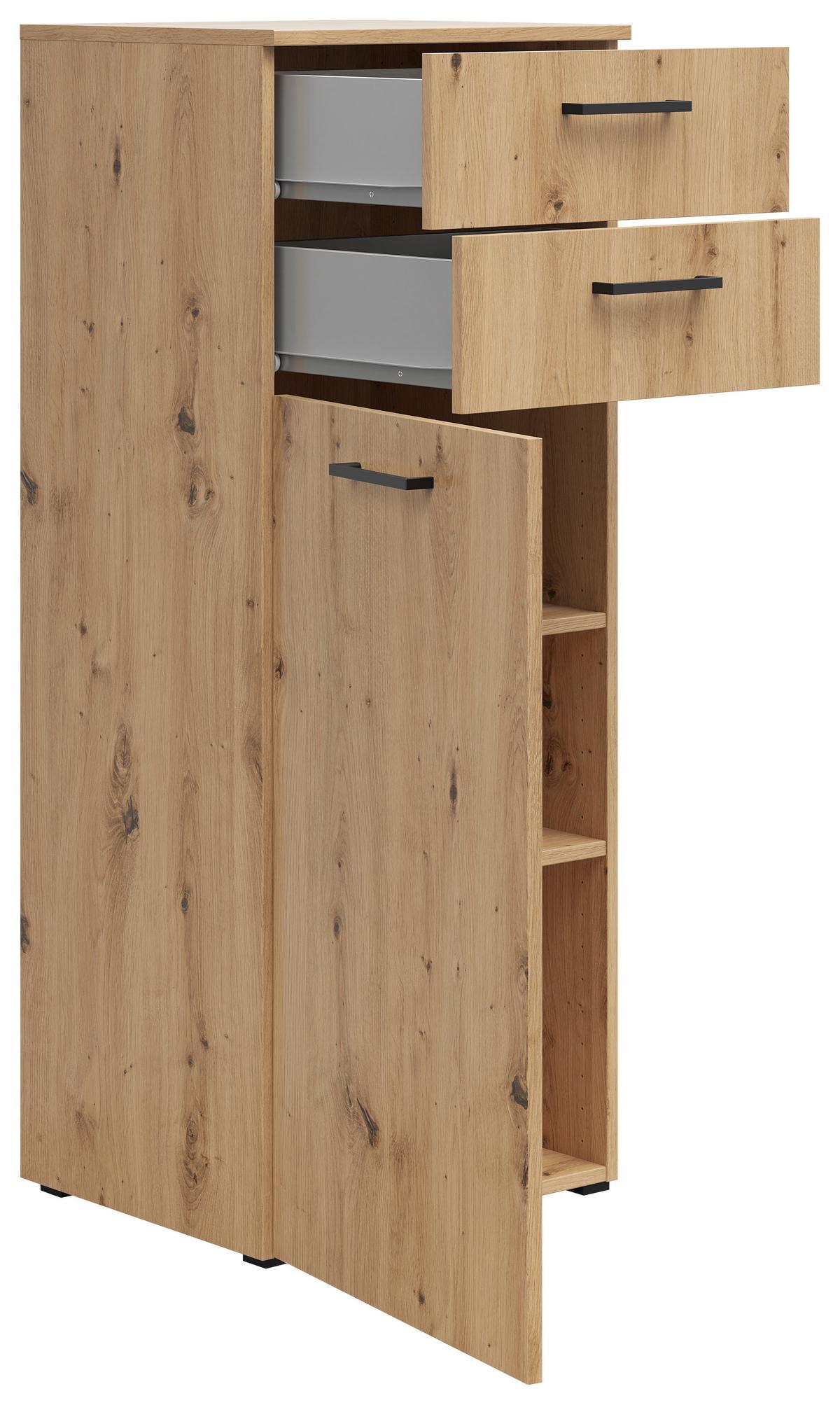 Komoda Multi - hrast Artisan/crna, Moderno, drvni materijal/plastika (45/115/40cm) - Modern Living