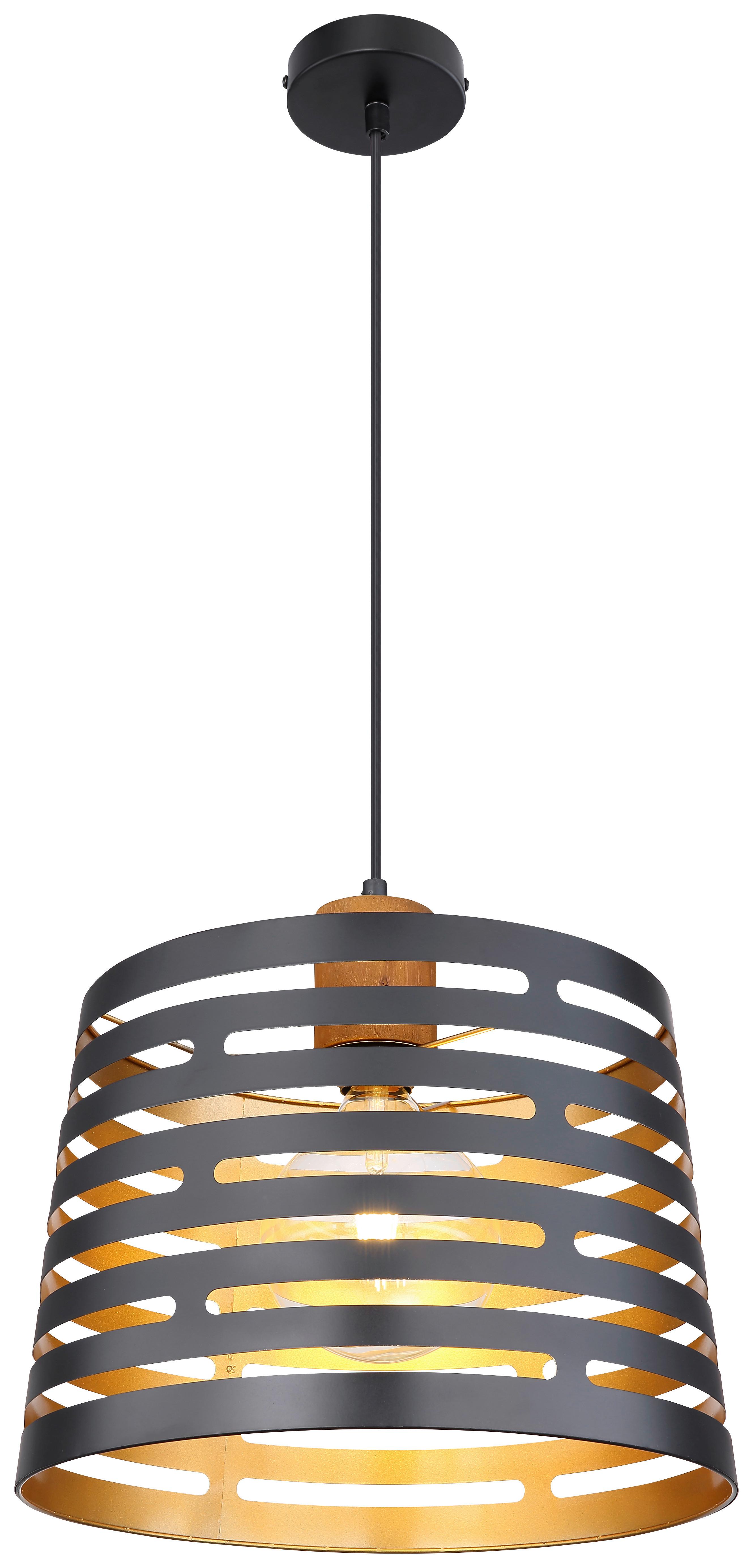 Viseča Svetilka 15451h1 Ablona - zlate barve/črna, Natur, kovina/les (35/120cm) - Globo