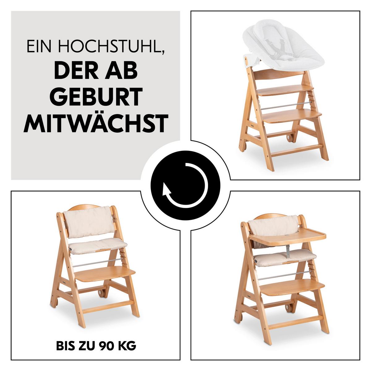 WYSOKIE KRZESŁO 66404 BETA+ - kolor bukowy, Basics, drewno (48/79/58cm) - Hauck