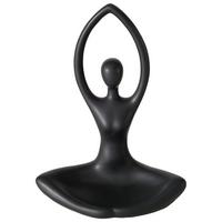 Teelichthalter Yoga I in Schwarz - Schwarz, Basics, Keramik (22/30/13cm) - Modern Living