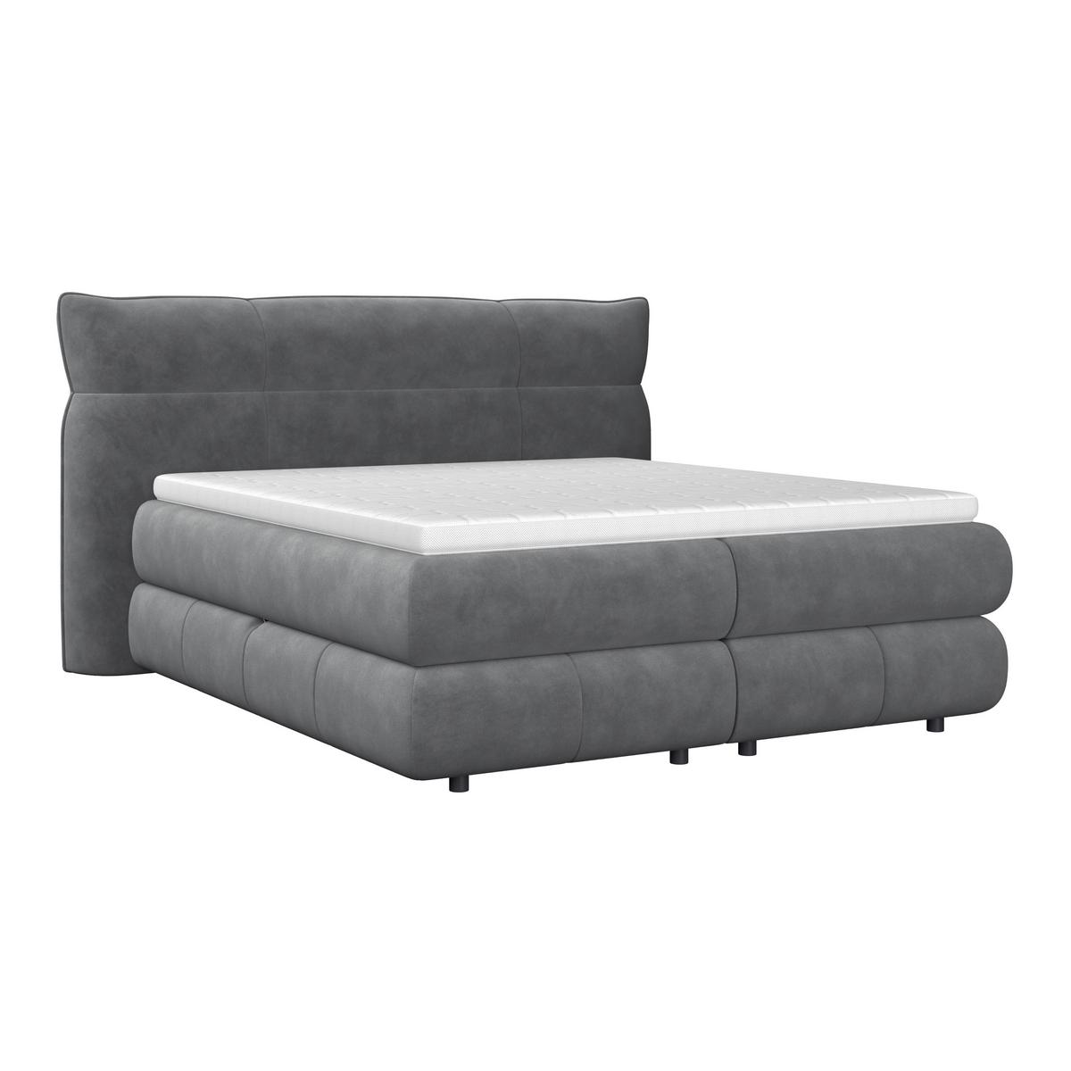 Boxspring Krevet Carmelo - crna/antracit, Trend, tekstil/plastika (160/200cm) - Premium Living
