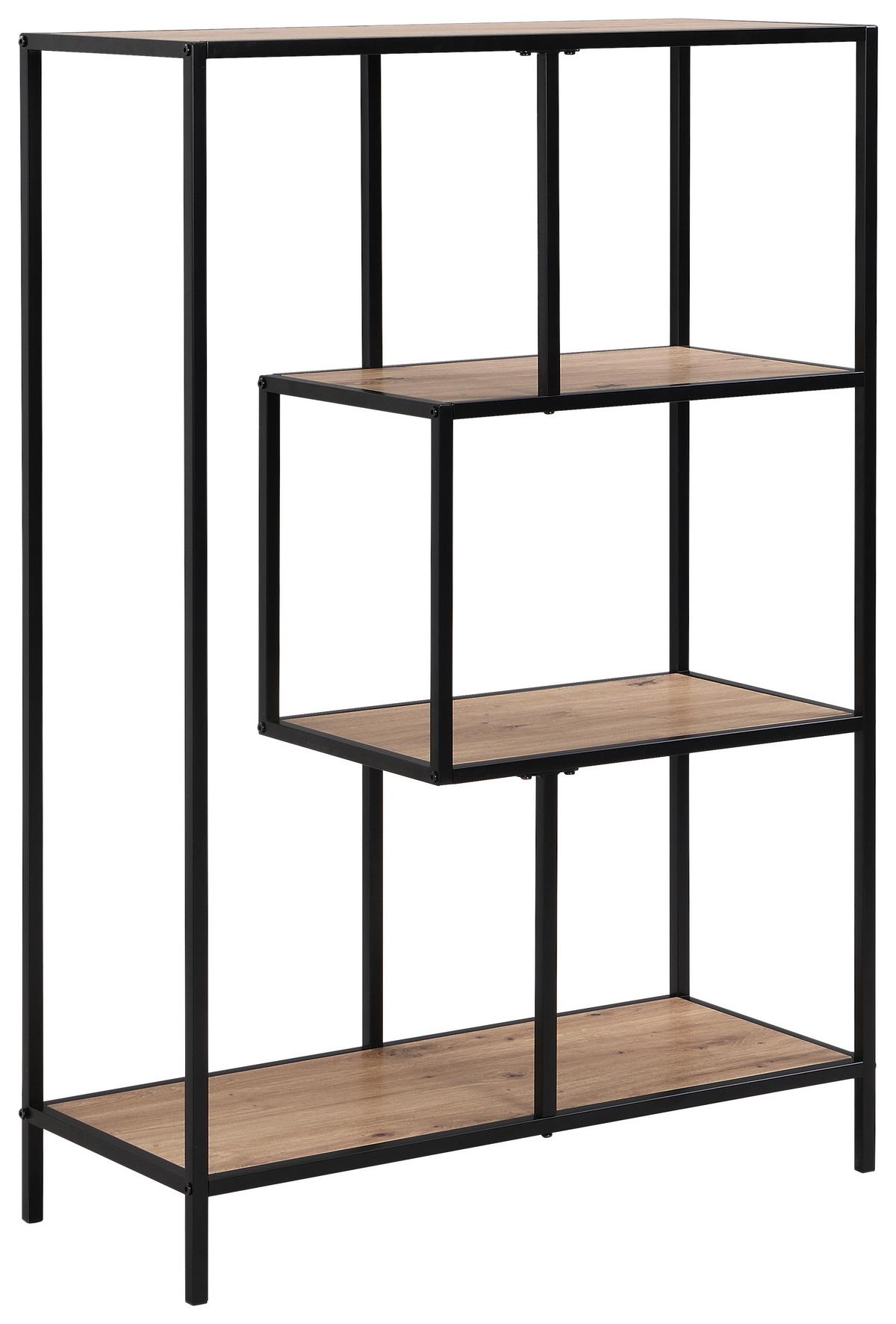 Polica Lilli - boje hrasta/crna, Moderno, drvni materijal/metal (77/115/33cm) - Modern Living