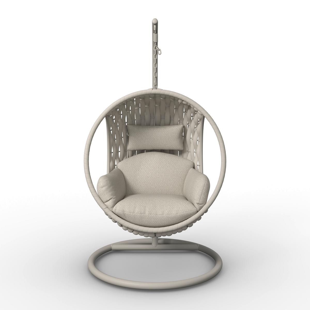 Hängesessel Mira Creme Outdoorstoff/Metall/Kunststoff - Creme, MODERN, Kunststoff/Textil (107/196/120cm) - Bessagi Garden